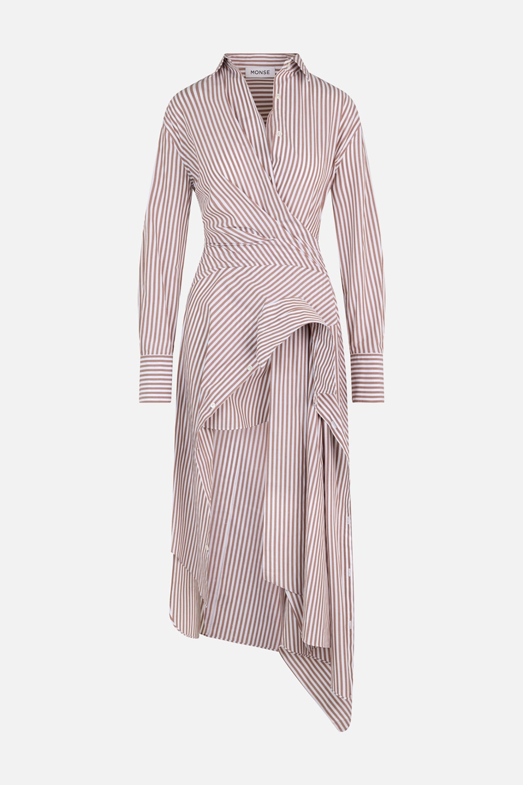 knit shirt dress Combo Knit Cascade Shirt Dress in Brown – MONSE