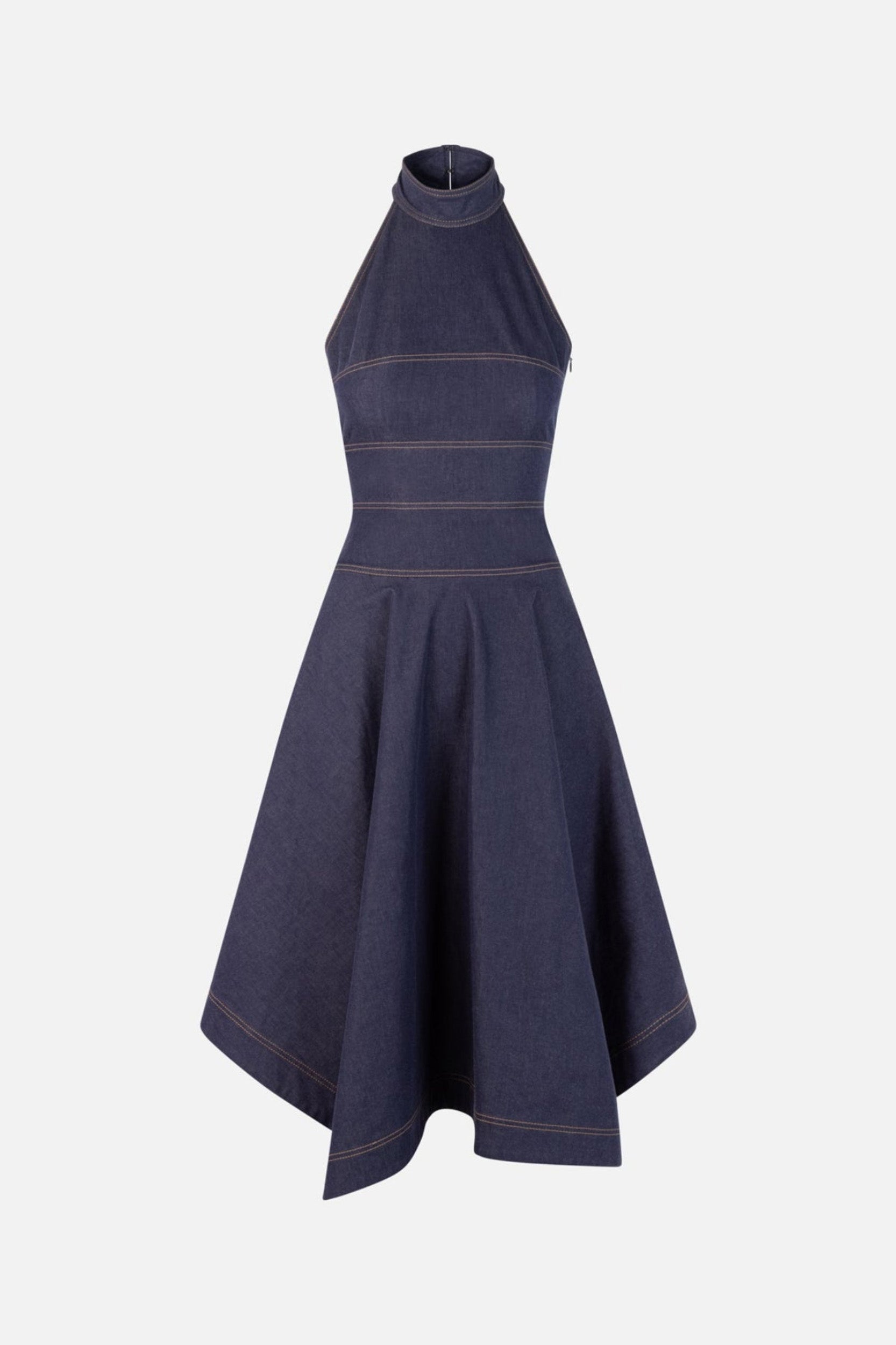 slim fit dress slacks Back Bow-Tie Midi Dress in Dark Indigo – MONSE