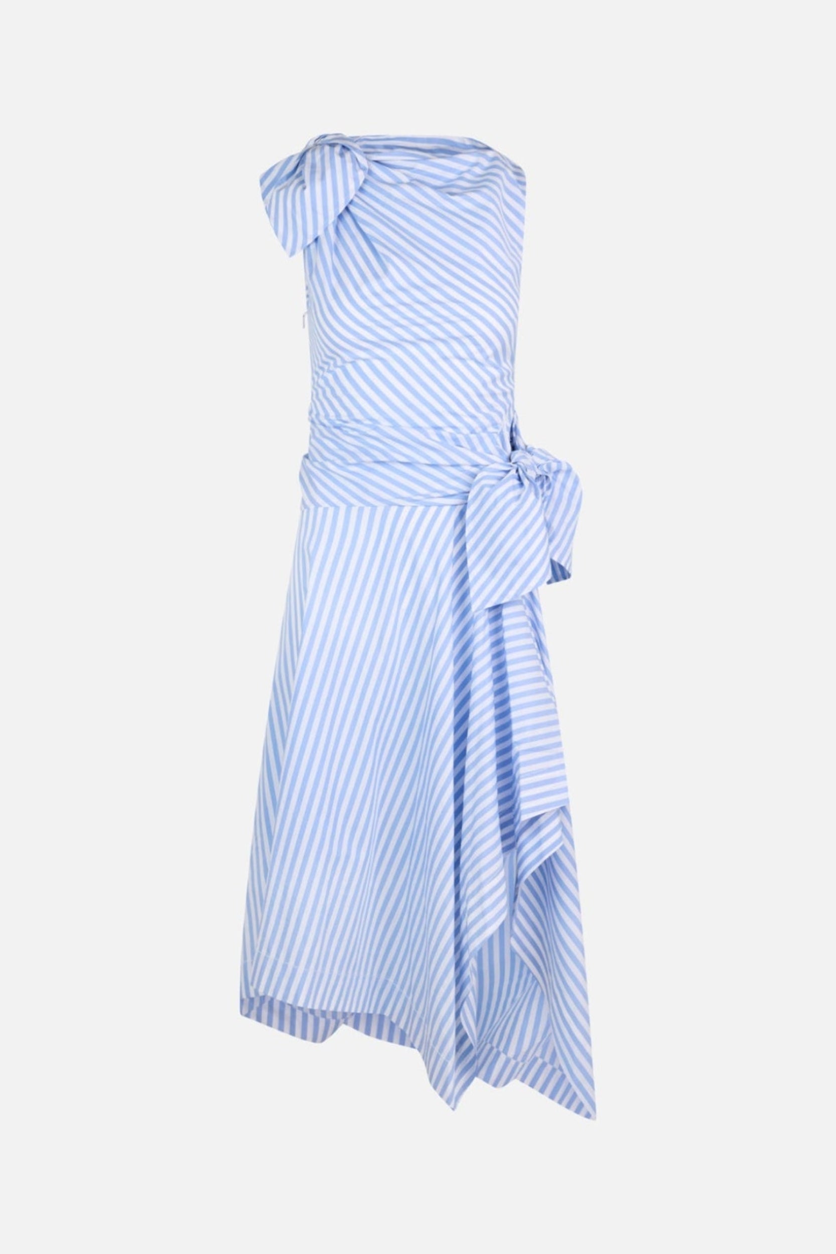 Bow Drape Shirting Cascade Dress in Sky Blue MONSE Bow Drape Shirting Cascade Dress in Sky Blue MONSE