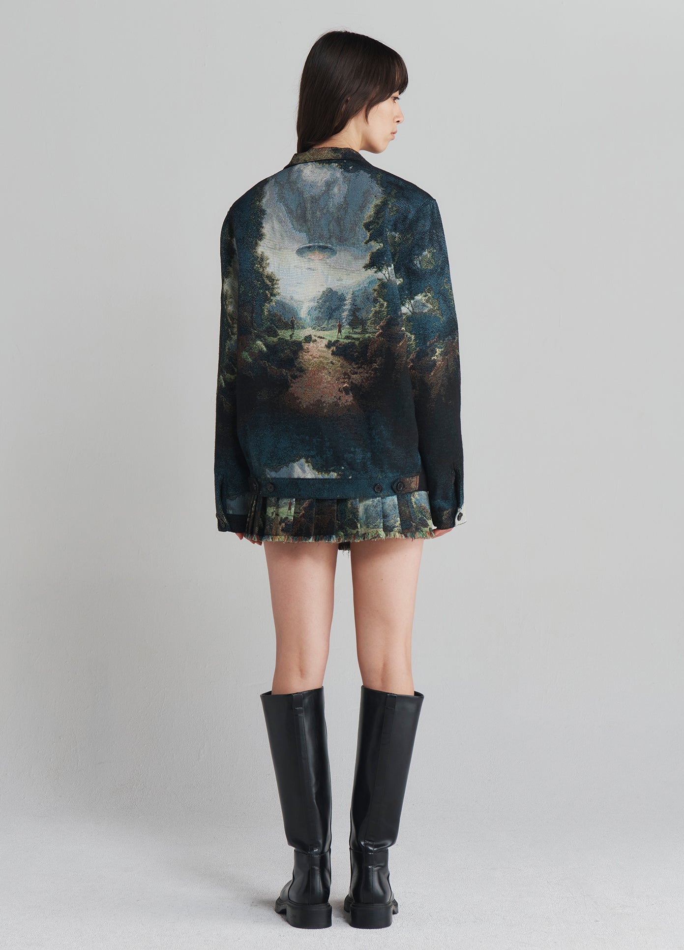 MONSE UFO Tapestry Boyfriend Jacket back view