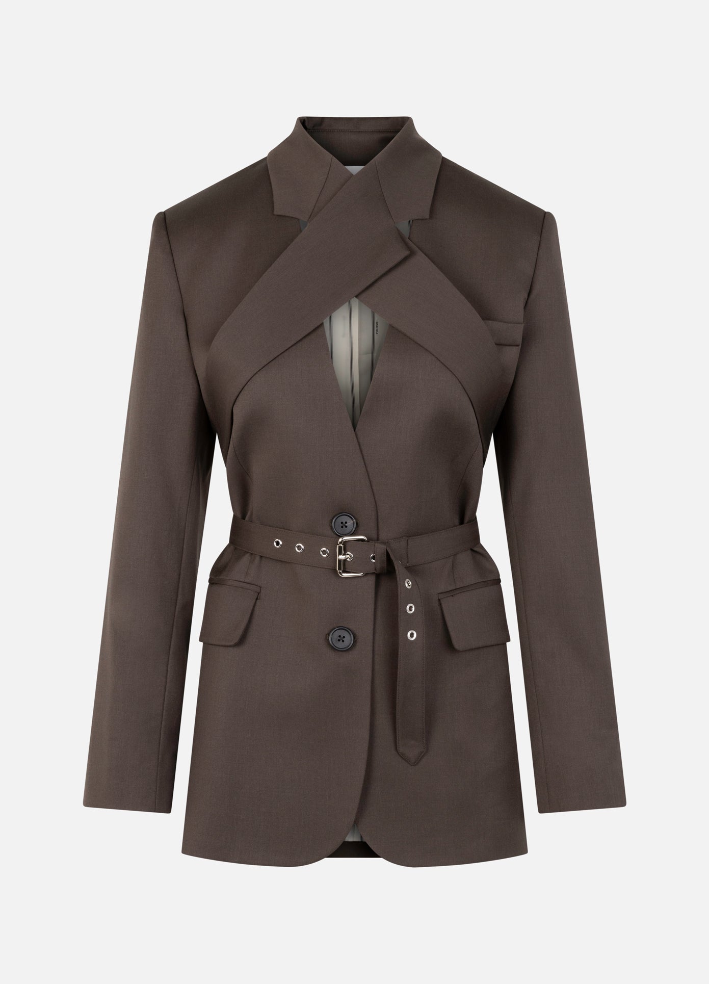 MONSE Criss Cross Jacket in olive brown product image