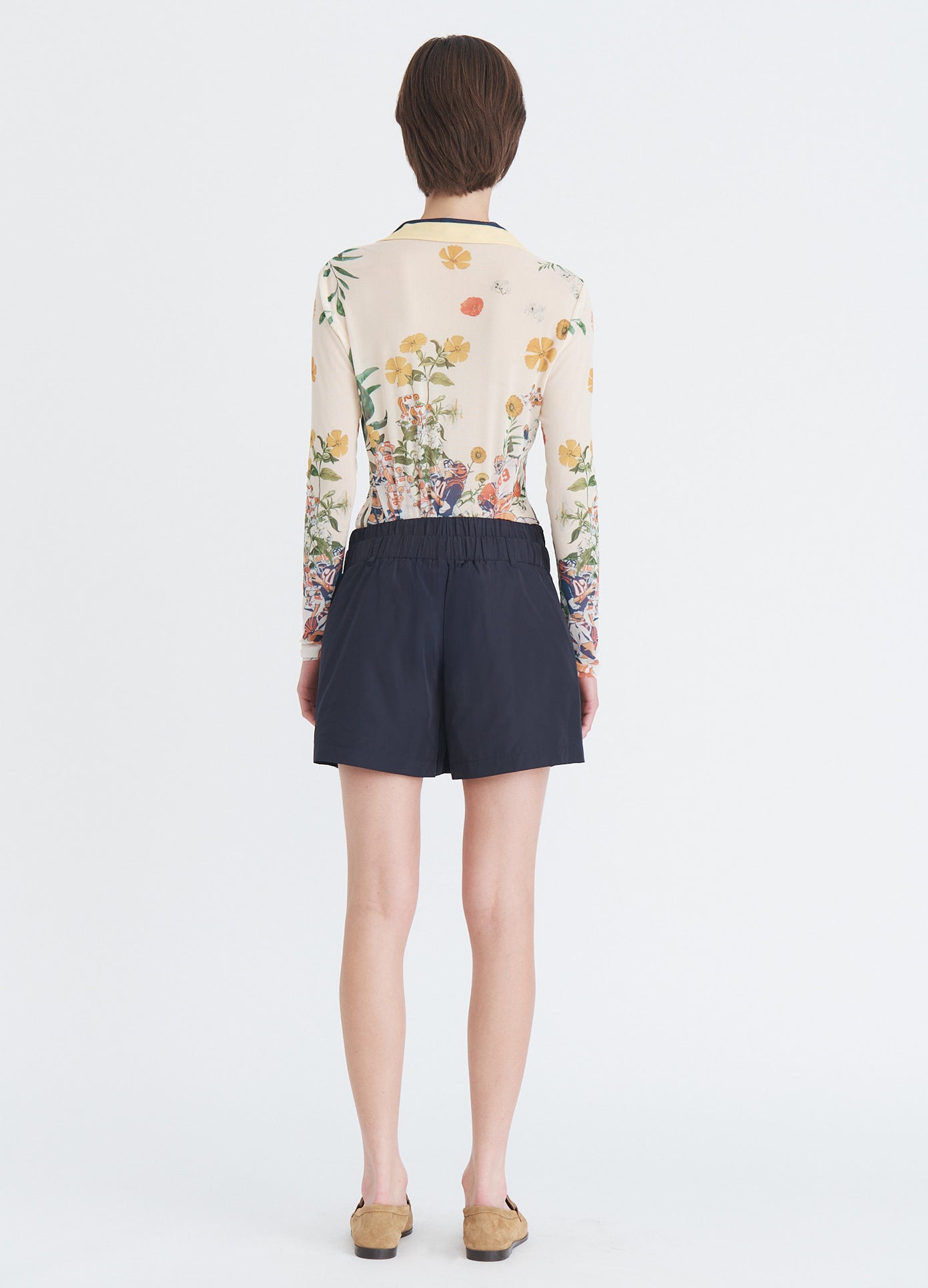 MONSE Deconstructed Suiting Short in midnight on model full back view