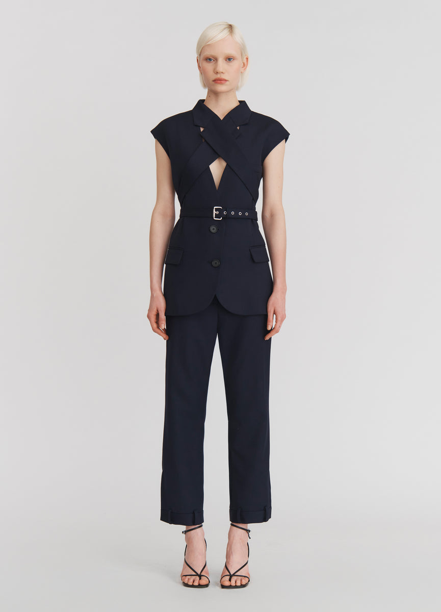 Deconstructed Tuxedo Trousers in Midnight