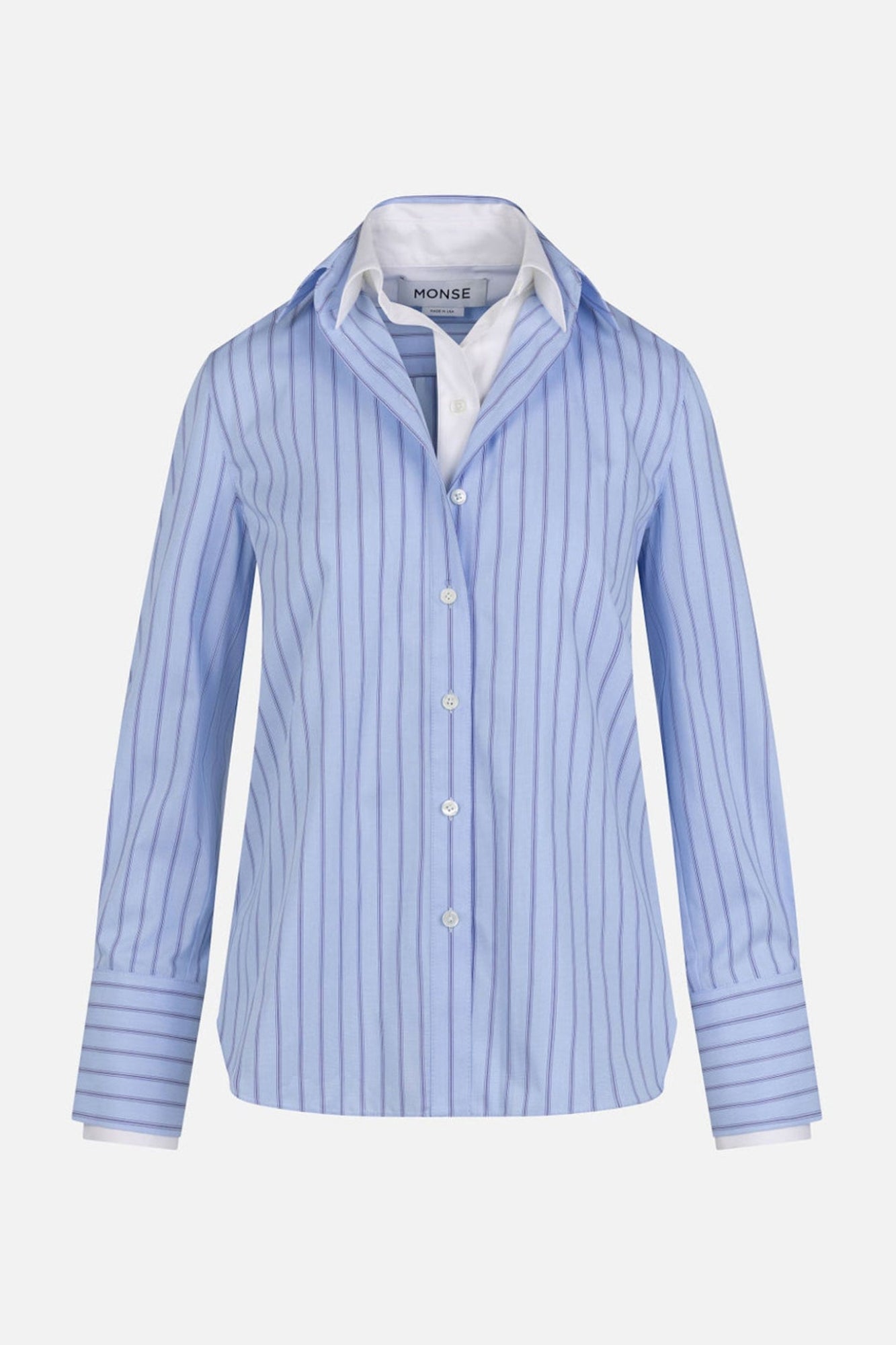 white and blue striped dress shirt The Black Tux & White Stripe Shirt In Blue | Size: Large