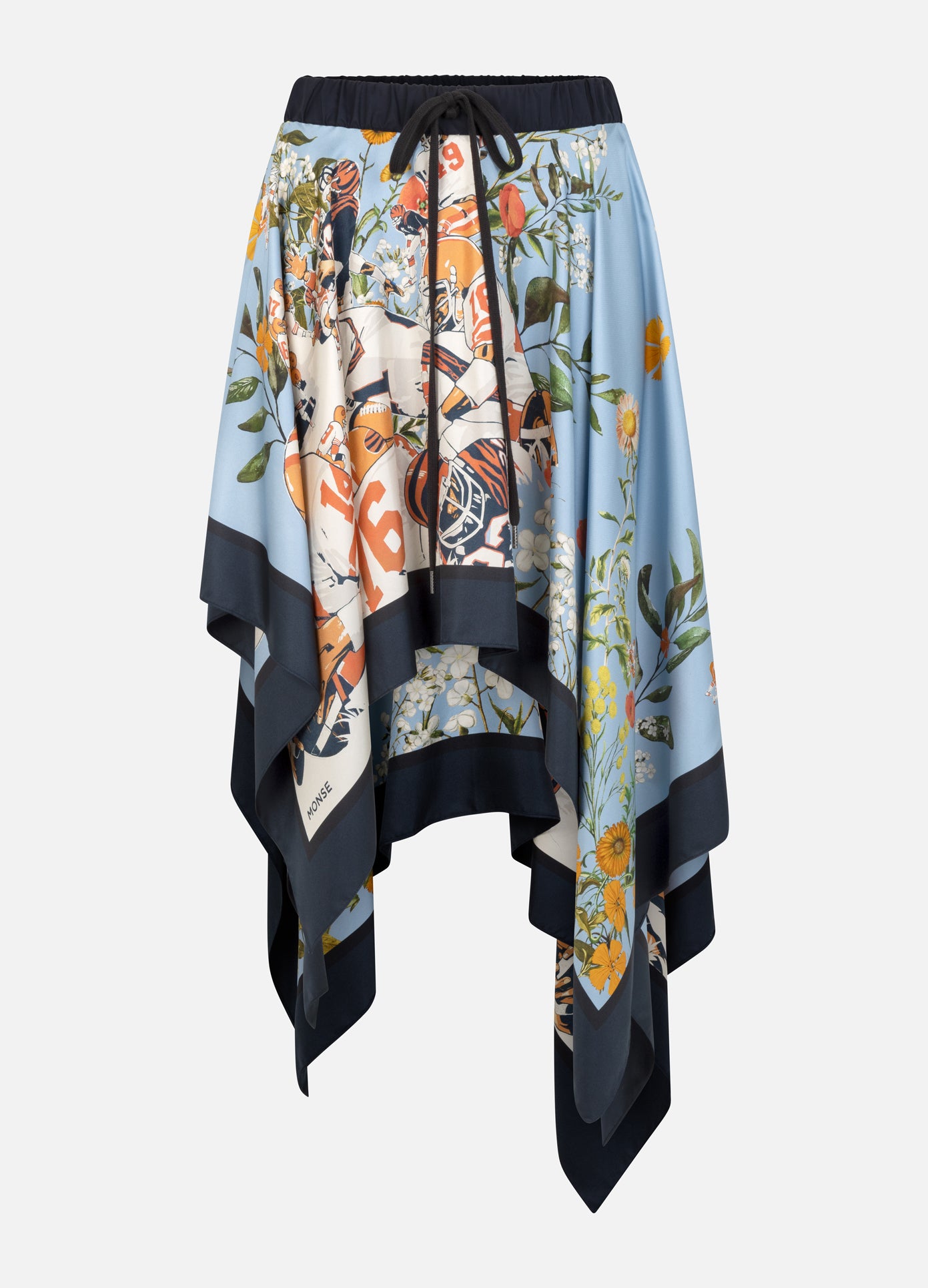 MONSE Elastic Waist Scarf Skirt in blue multi product image