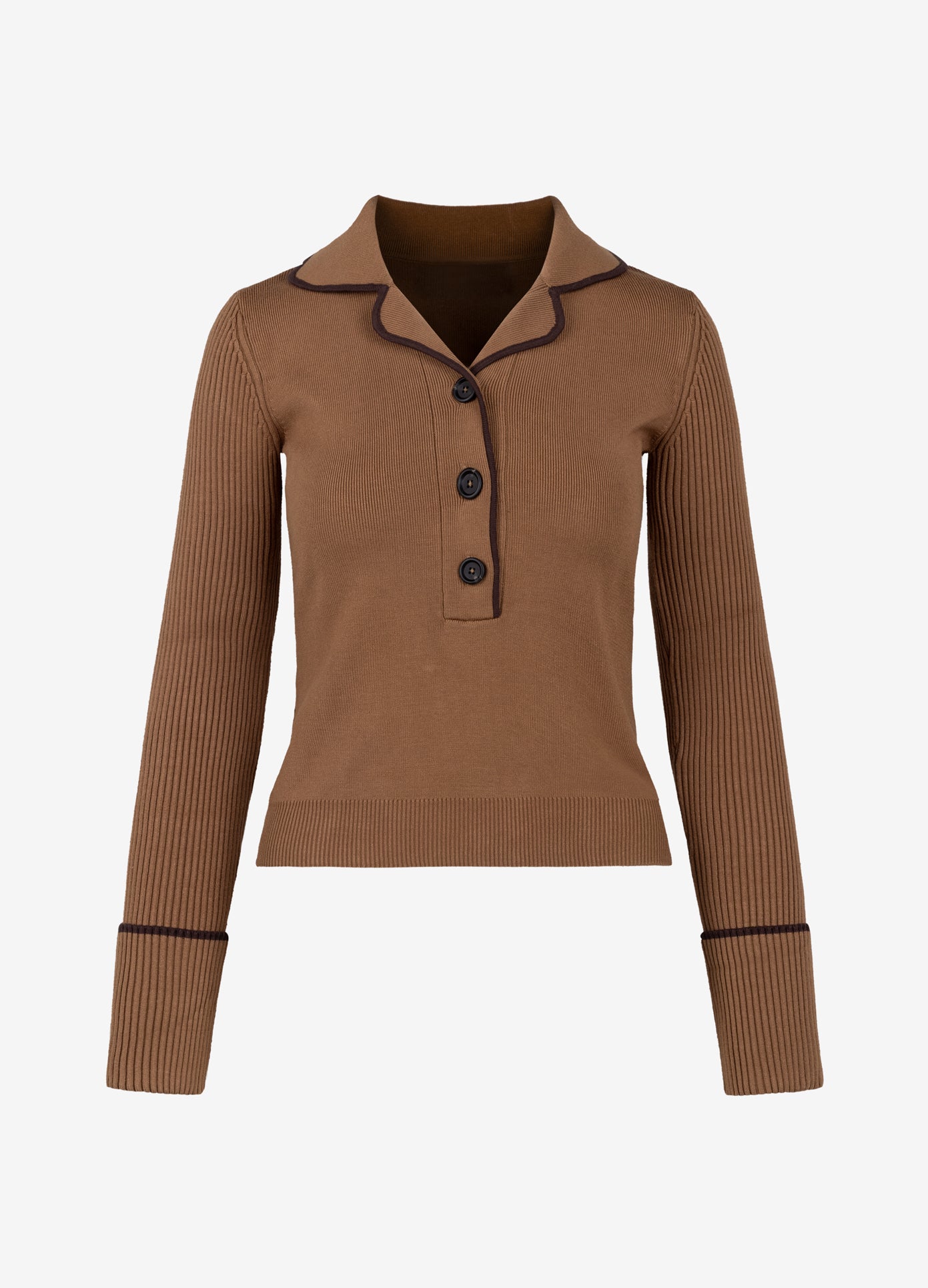 MONSE Knitted Pajama Top in khaki flat front