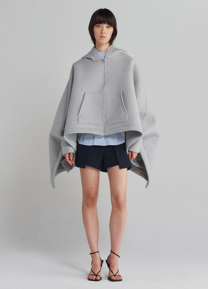 Oversized Zip-Up Hoodie in Grey With MONSE Logo on Pockets