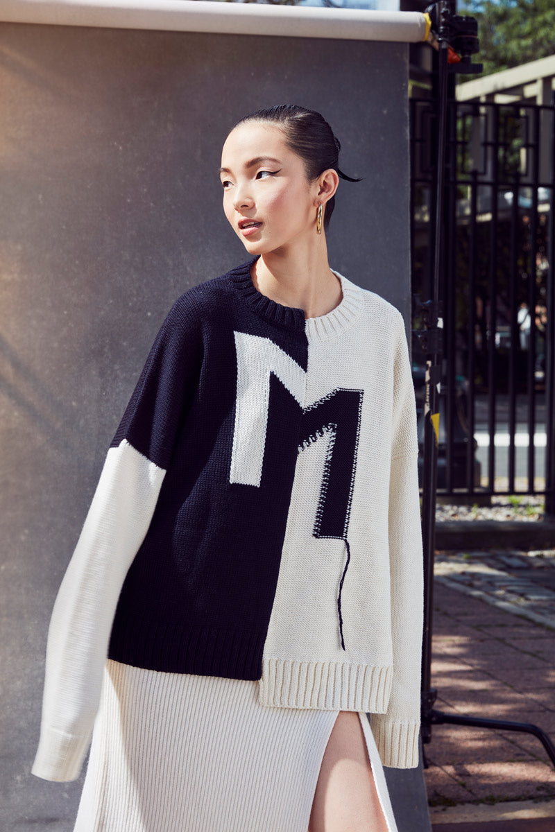 MONSE Resort 2021 Collection Look 7 Crooked M Pullover Sweater