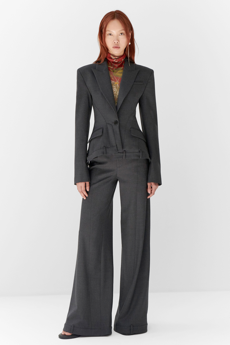 MONSE Resort 2024 Collection Vogue image of model wearing a grey suit