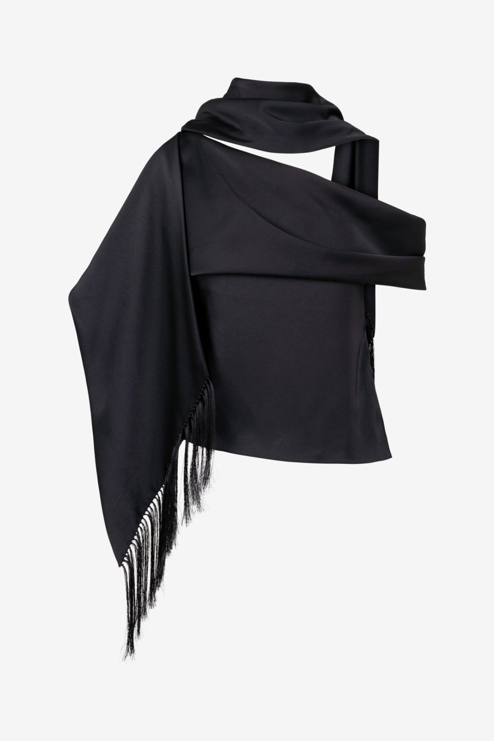 Sleeveless Asymmetric Hem Scarf Top in Black – MONSE