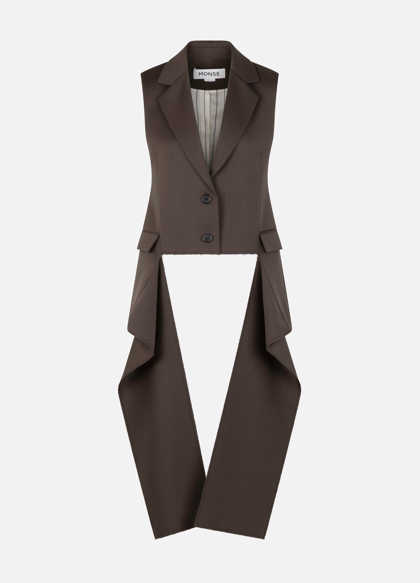 MONSE Sleeveless Fly Away Jacket in olive brown product image