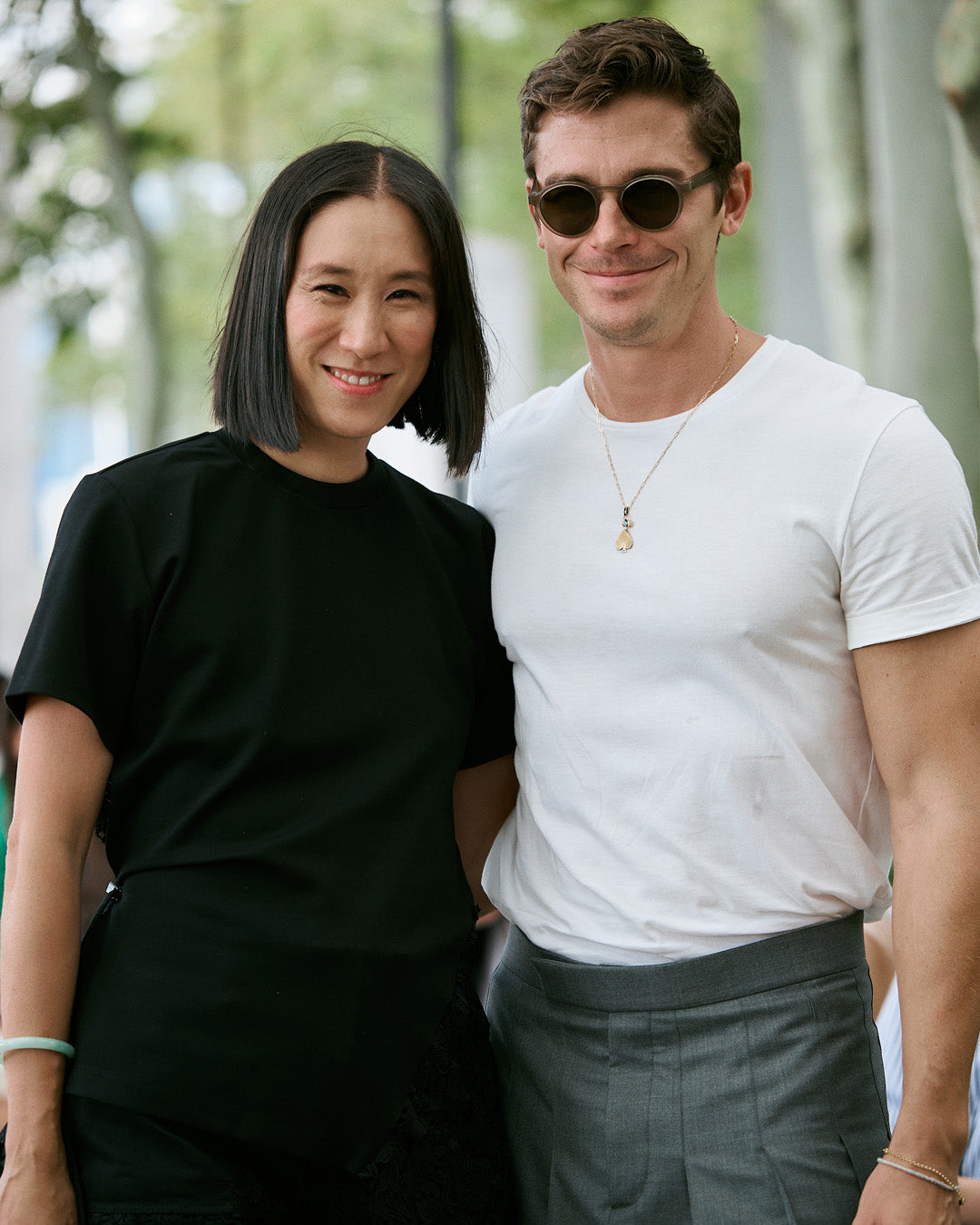 MONSE Spring 2023 Runway Show Front Row Image of Eva Chen and Antoni Porowski