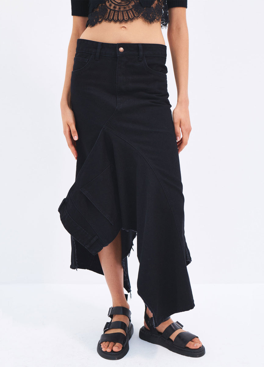★BOHEMSEO★DESTROYED DENIM LONG SKIRT BOHEMSEO] DESTROYED DENIM LONG SKIRT