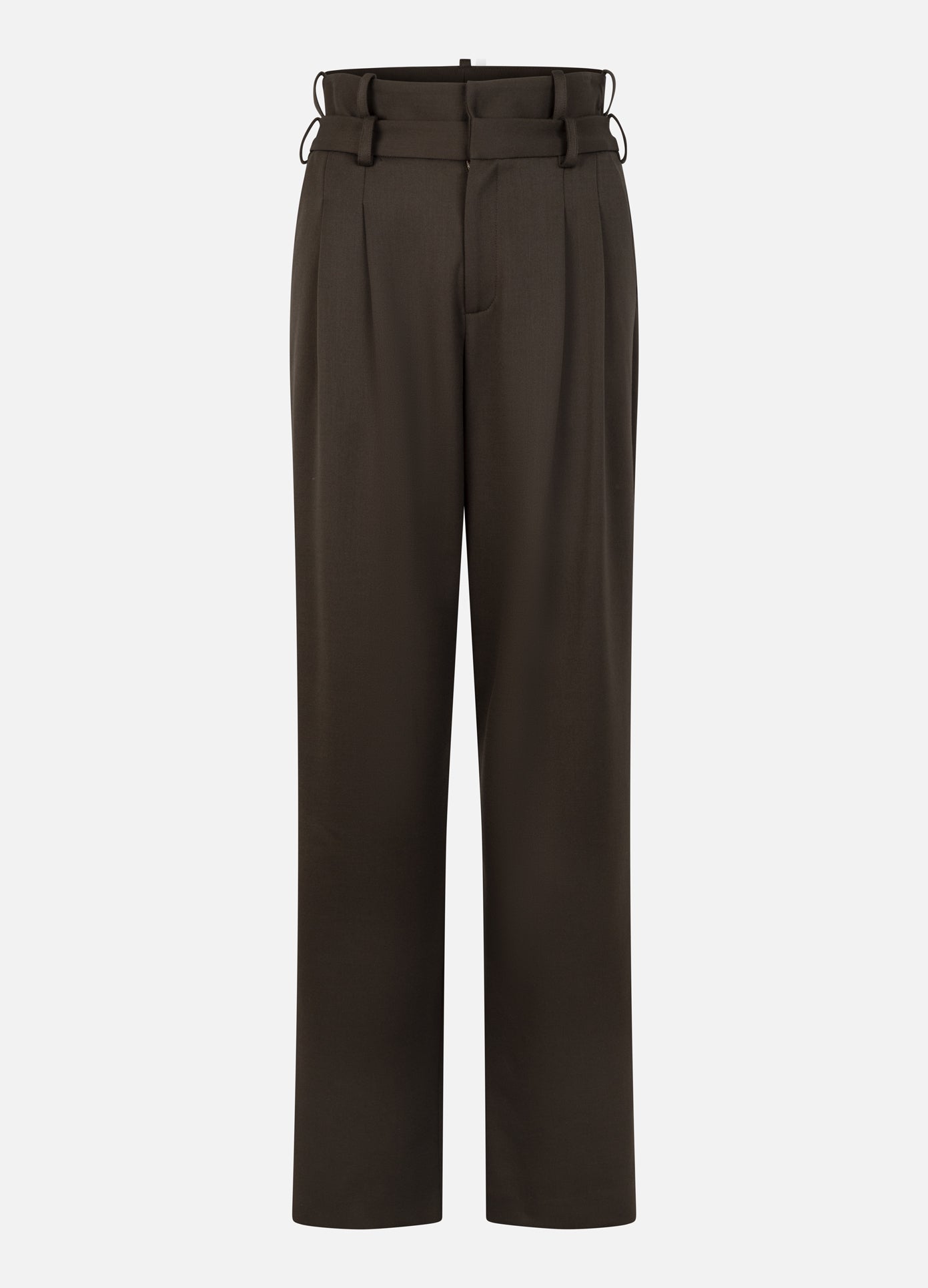 MONSE Tailored Double Waistband Trousers in olive brown product image