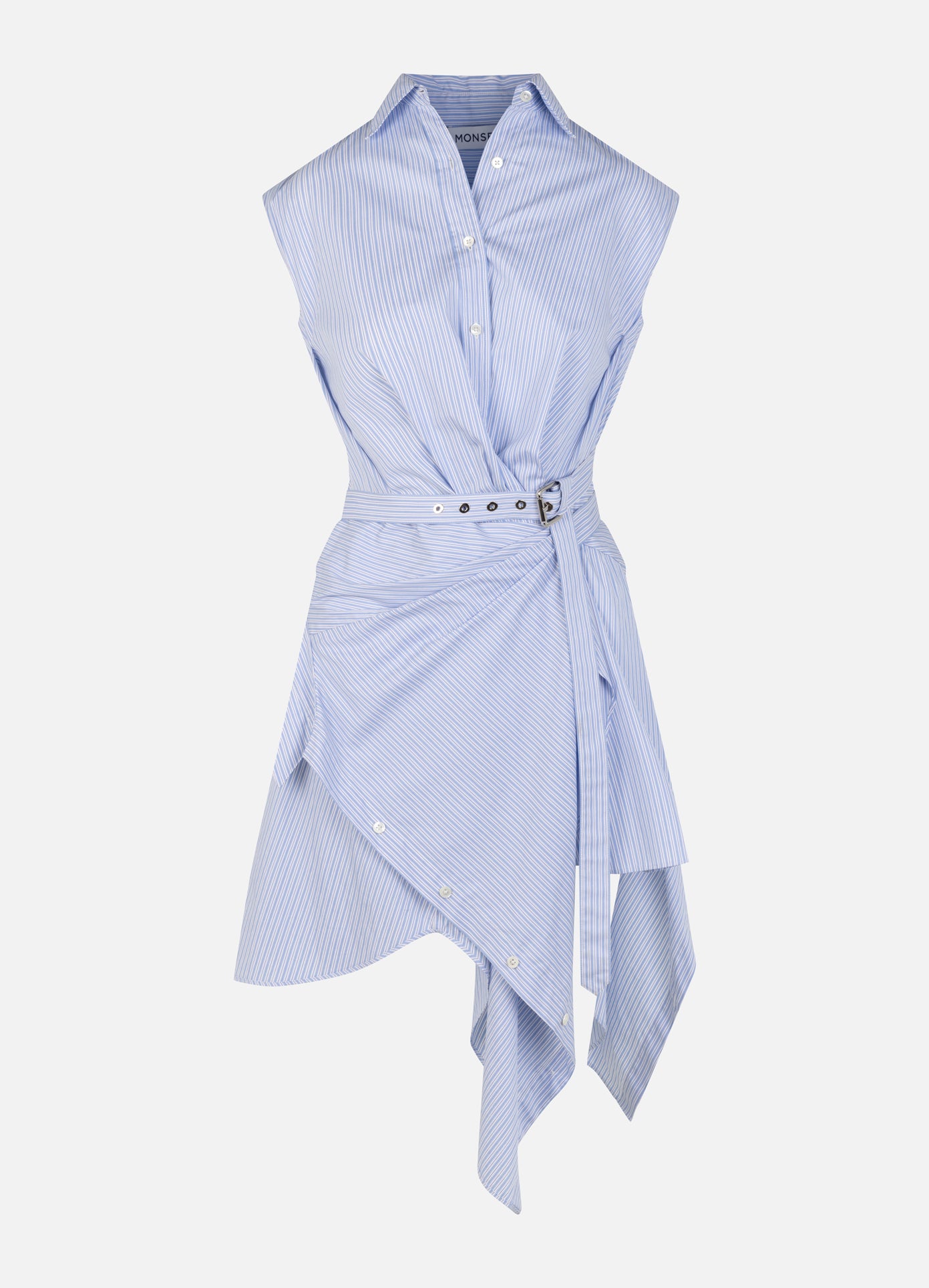 MONSE Tie Wrap Shirt Dress in blue multi product image