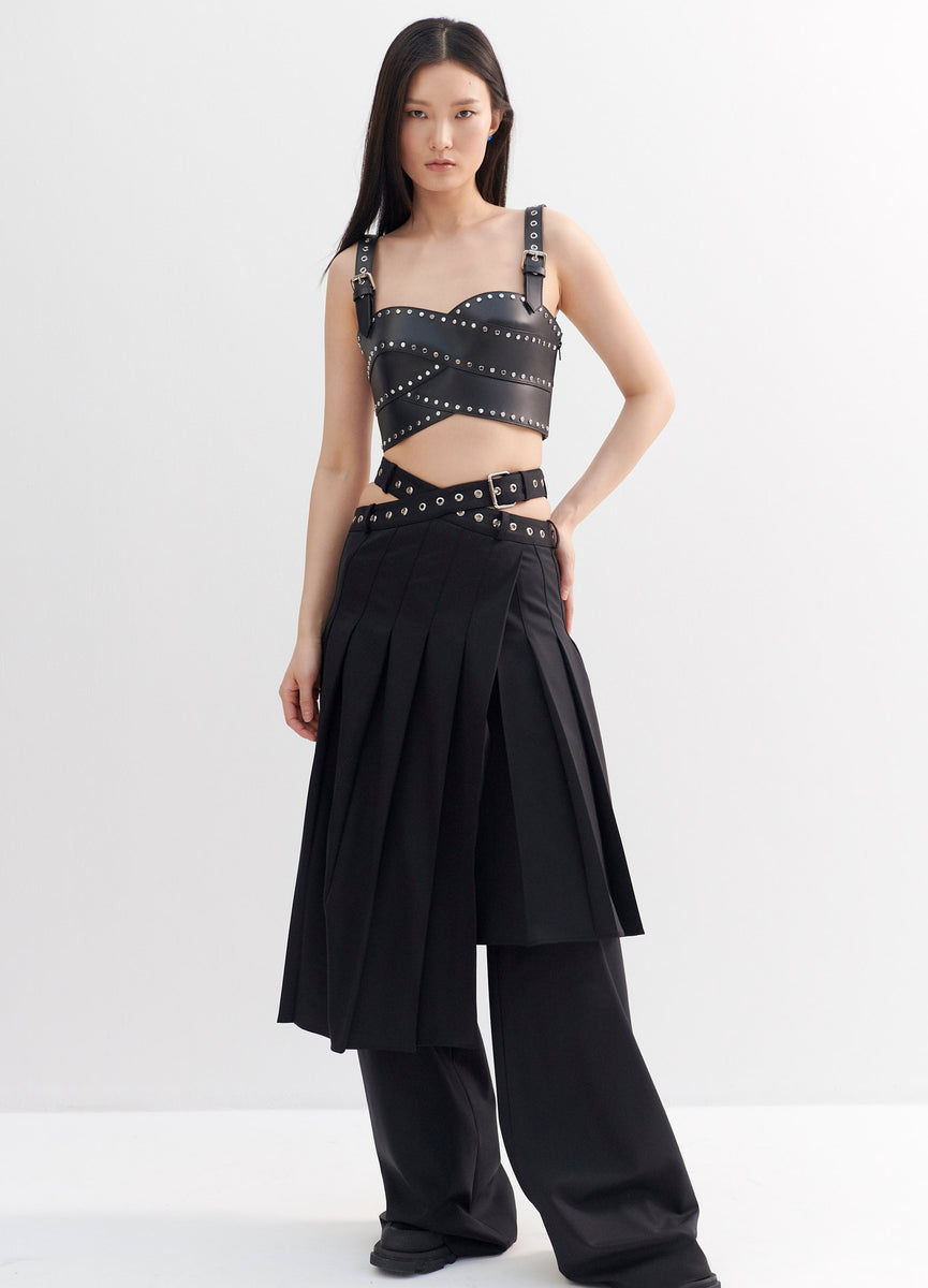 Fausto Puglisi Studded Leather Bustier Crop Top, $1,685