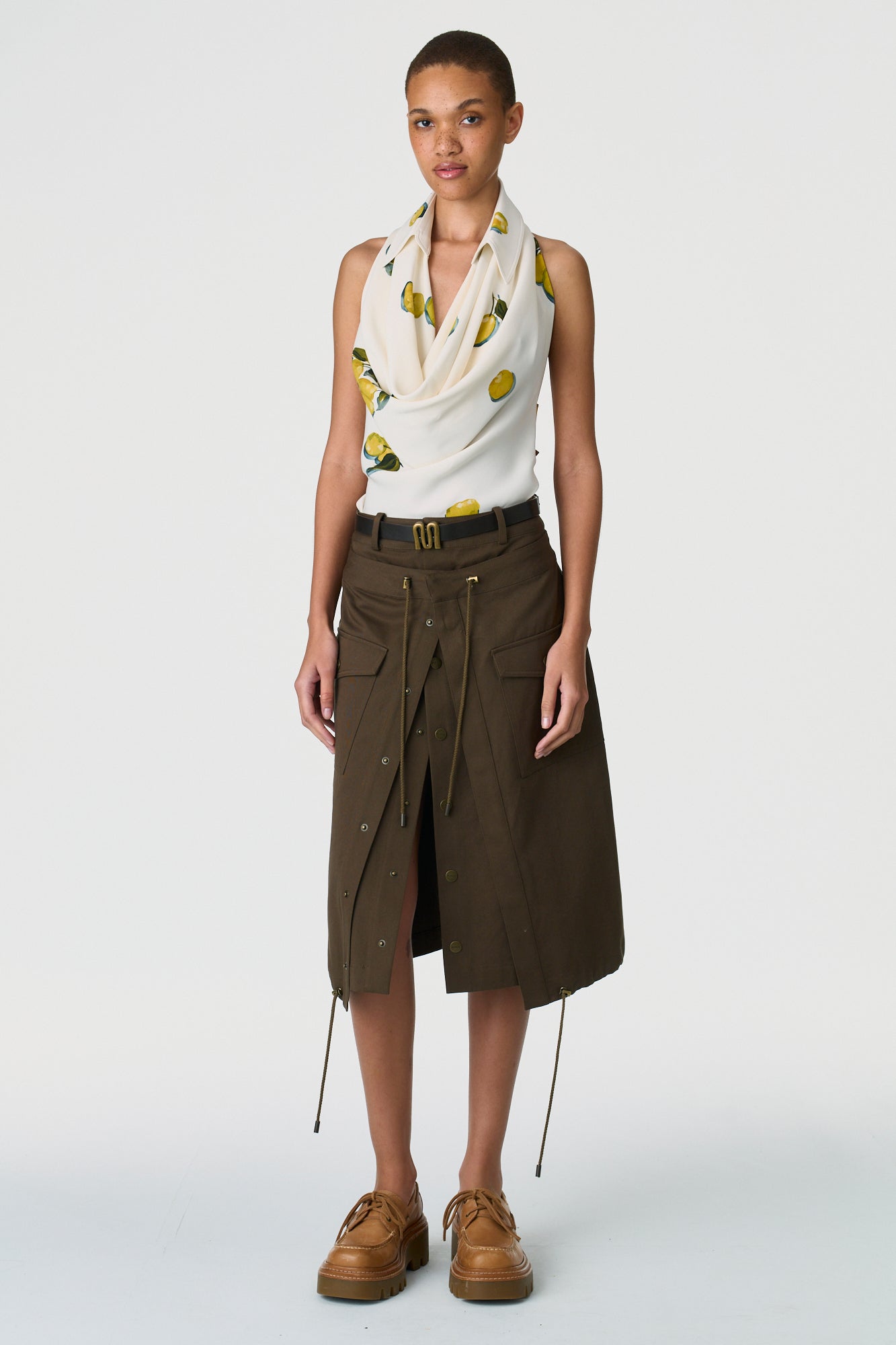Lemon Printed Halter Top