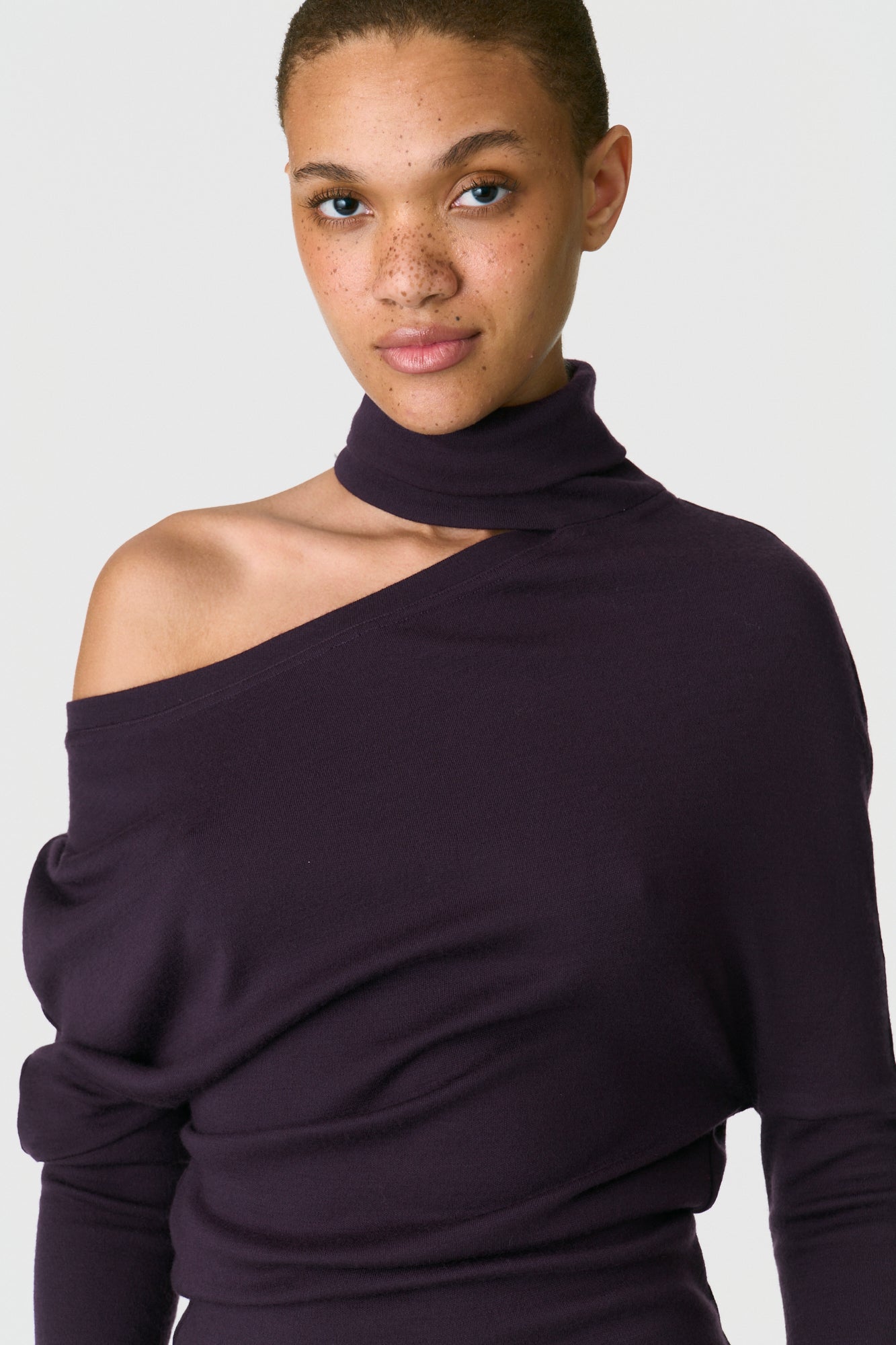 Off Shoulder Turtle Neck Knit