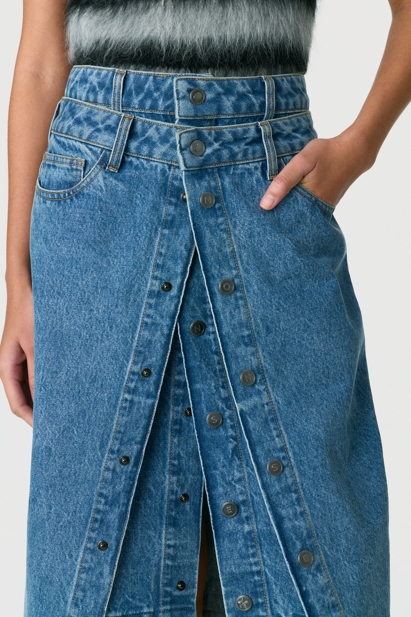 Double Layer Denim Skirt