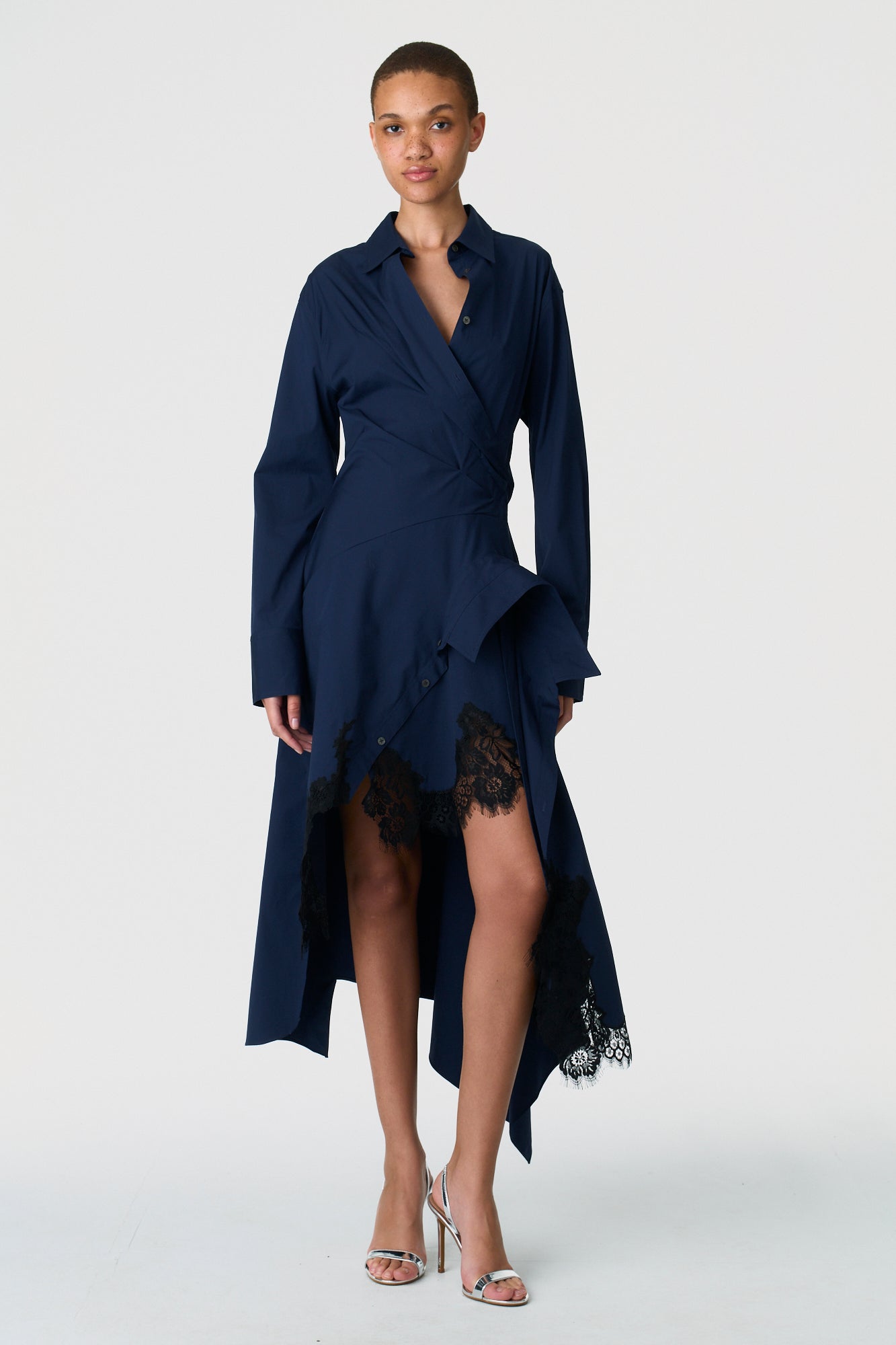 Laced Cascade Shirt Dress