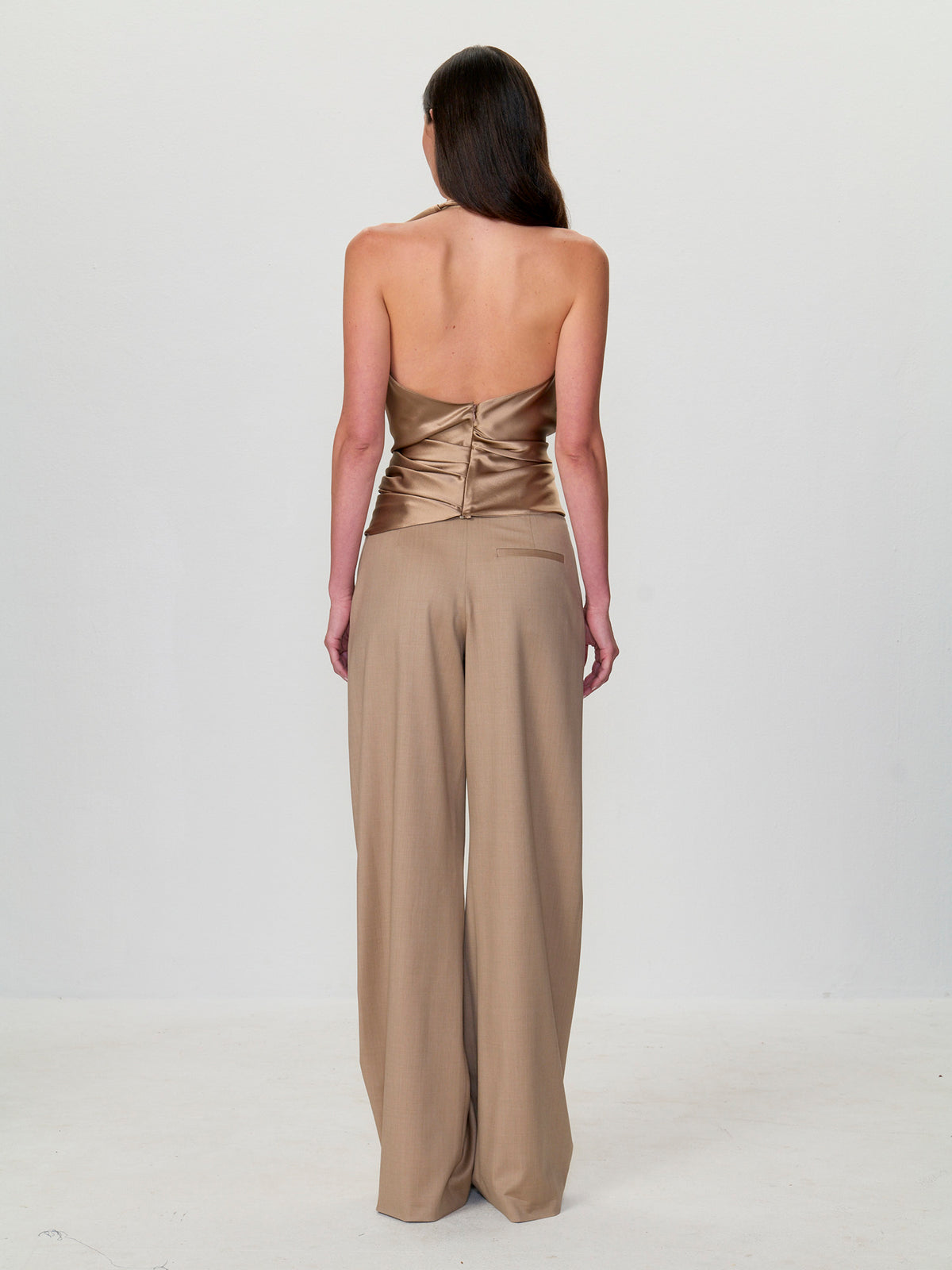Asymmetrical Cowl Drape Halter Top