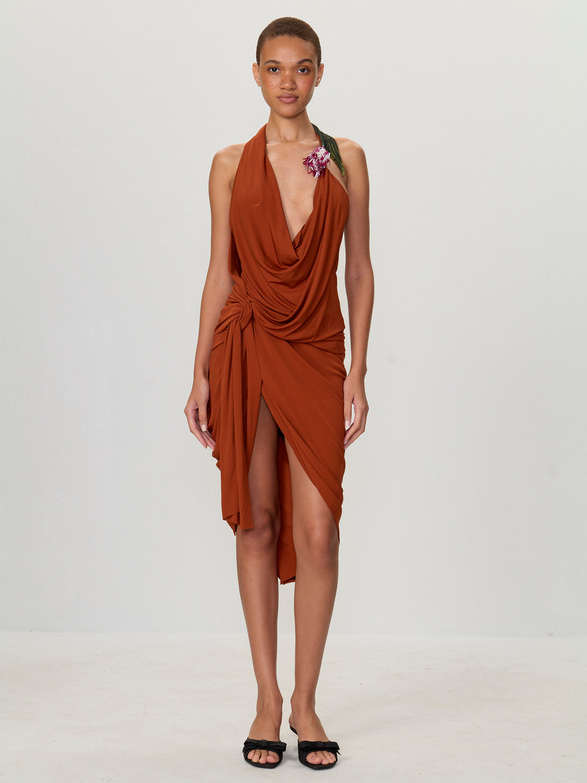 Asymmetrical Front Drape Gown