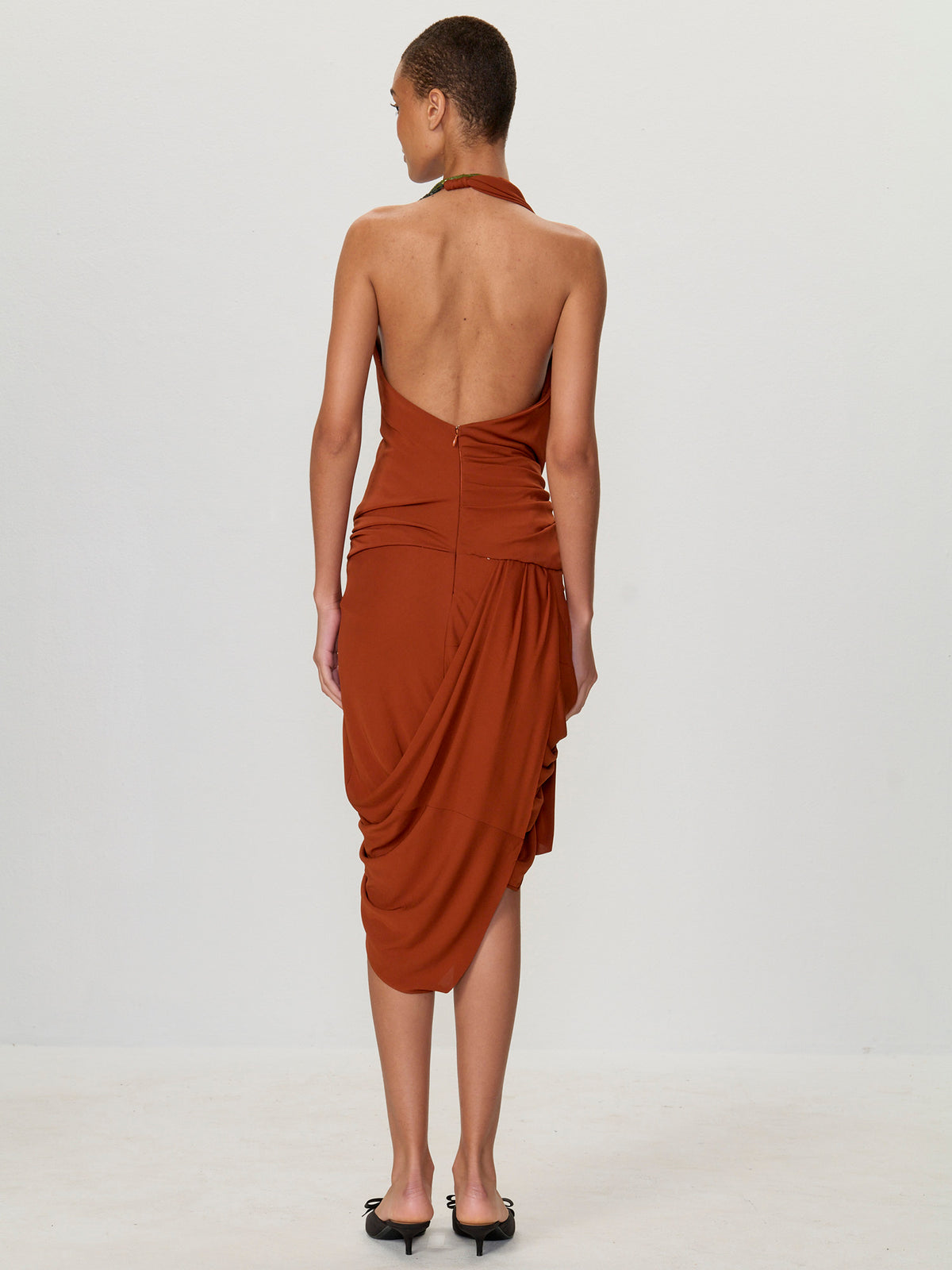 Asymmetrical Front Drape Gown