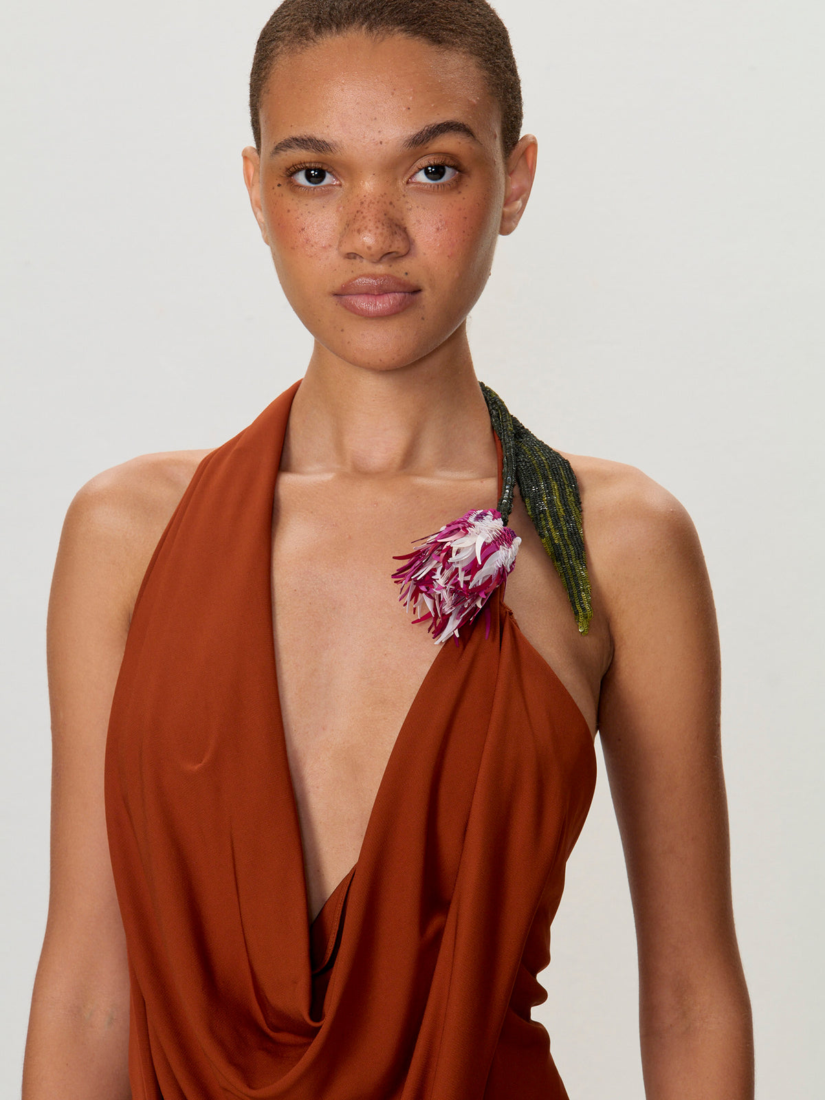 Asymmetrical Front Drape Gown