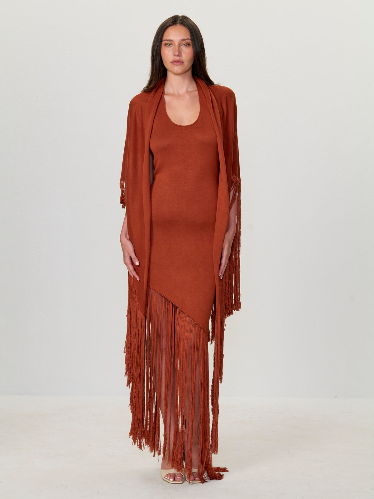 Asymmetrical Halter Fringe Dress