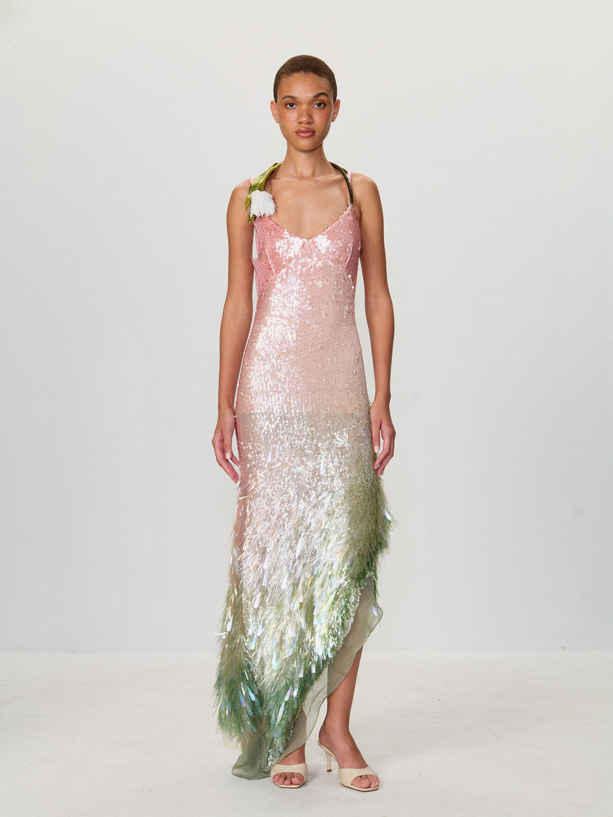 Asymmetrical Ombre Sequin Dress