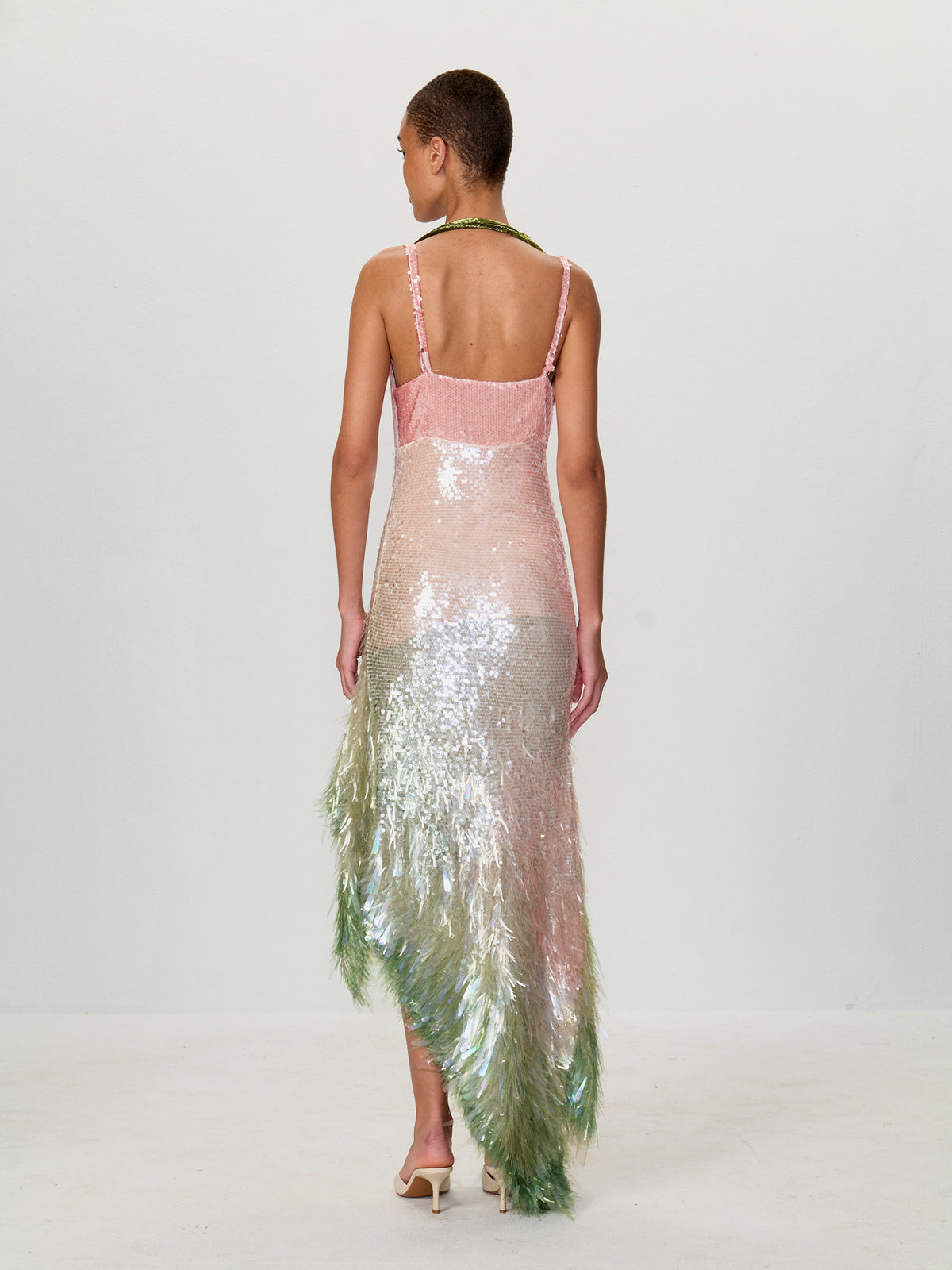 Asymmetrical Ombre Sequin Dress
