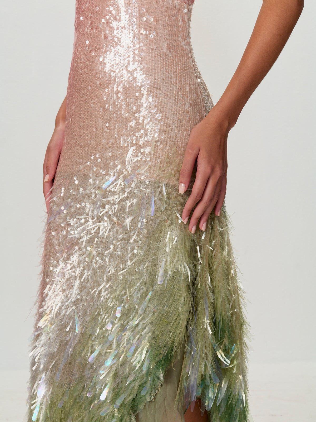 Asymmetrical Ombre Sequin Dress