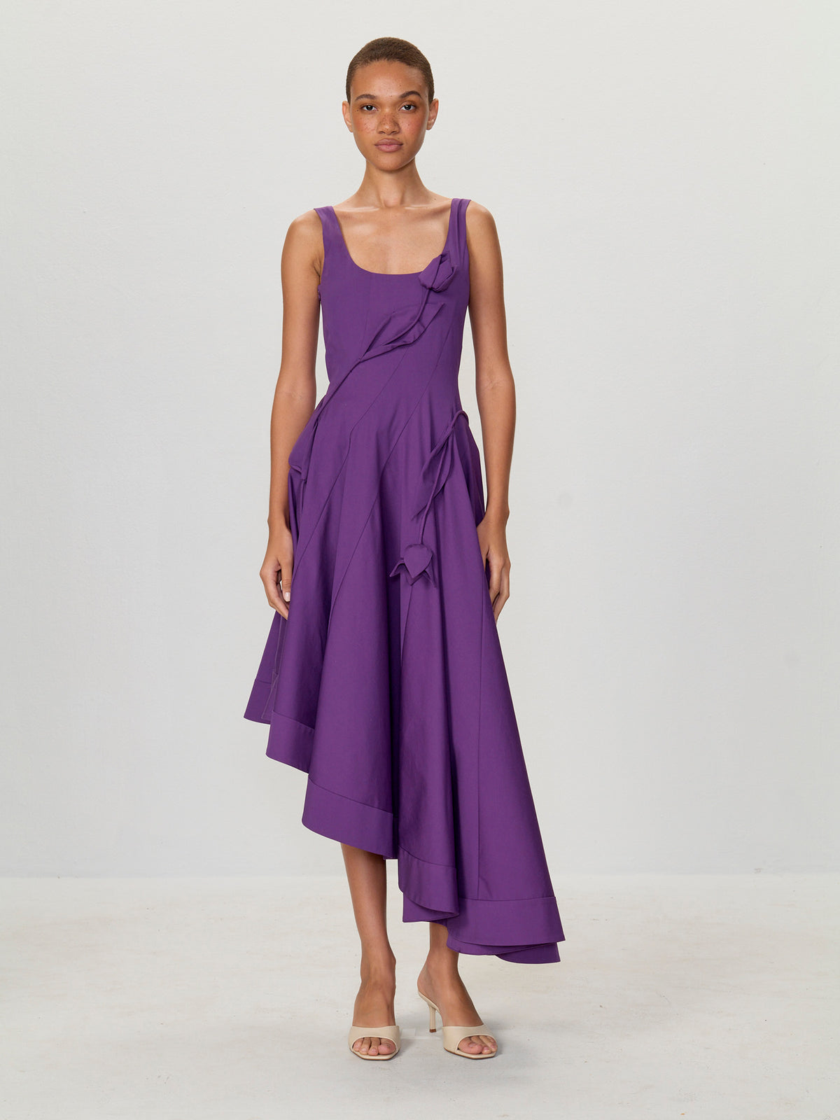 Asymmetrical Tulip Midi Dress