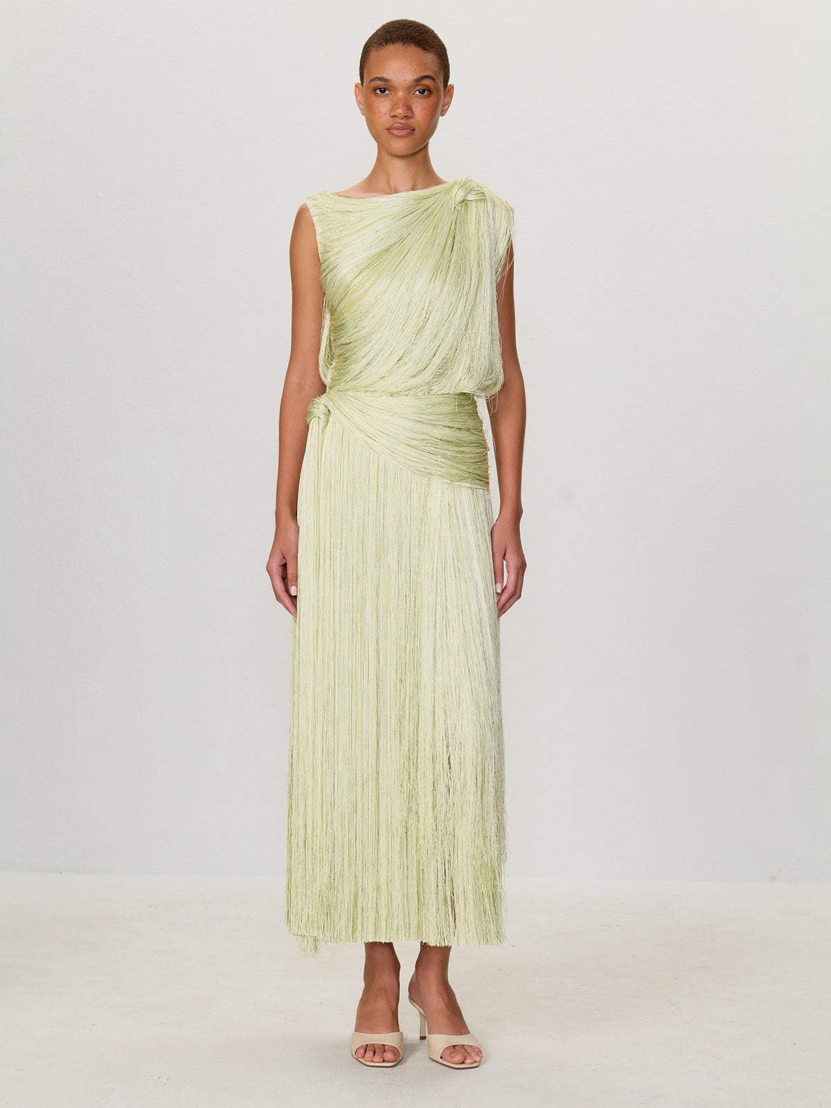 Asymmetrical Twist Fringe Dress