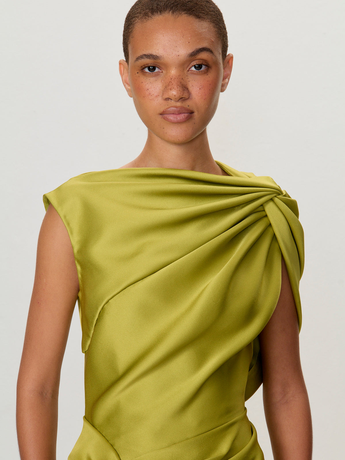 Asymmetrical Twist Satin Dress