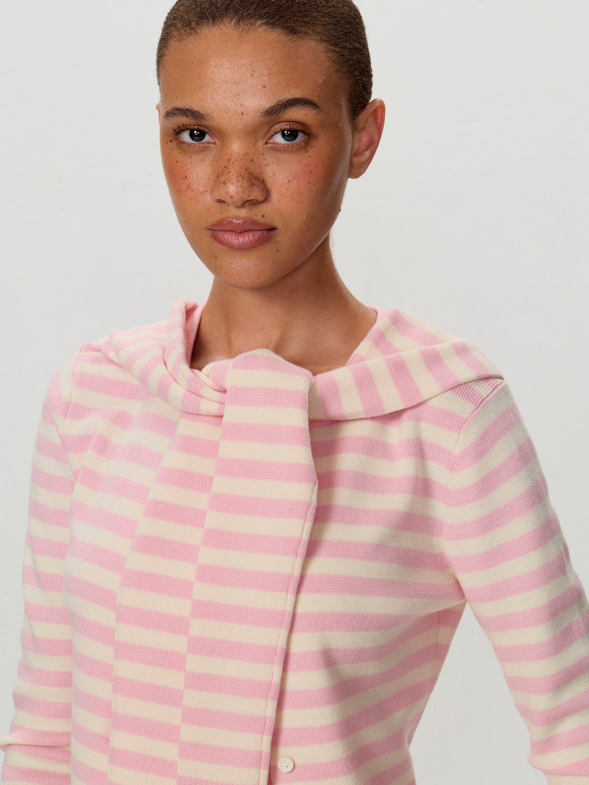Double Sleeve Tied Stripe Cardigan