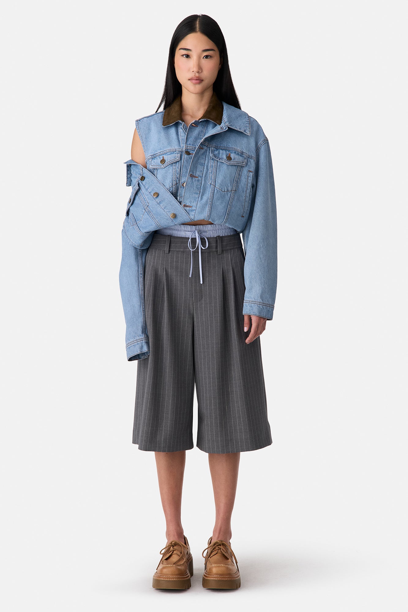 Double Loop Hem Doubled Denim Jacket