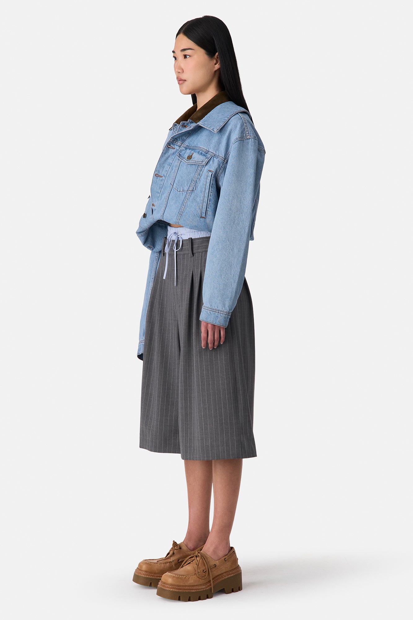 Double Loop Hem Doubled Denim Jacket