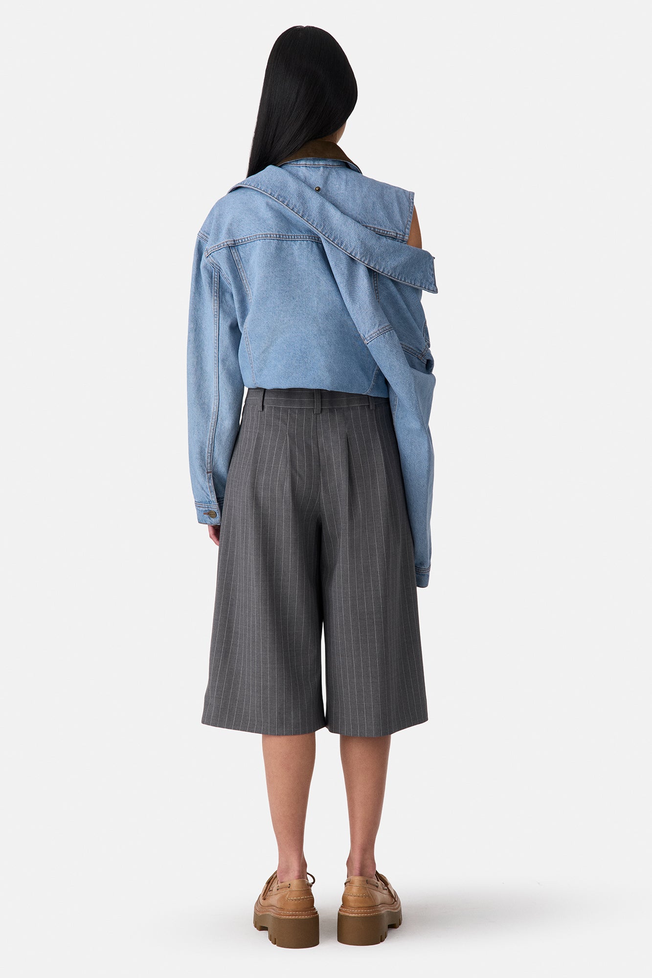 Double Loop Hem Doubled Denim Jacket