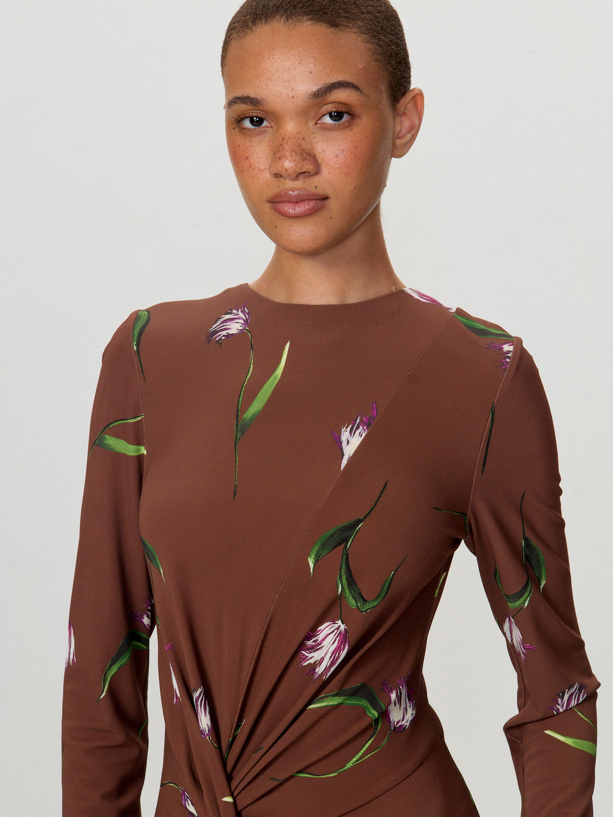 Front Twist Long Sleeve Dress