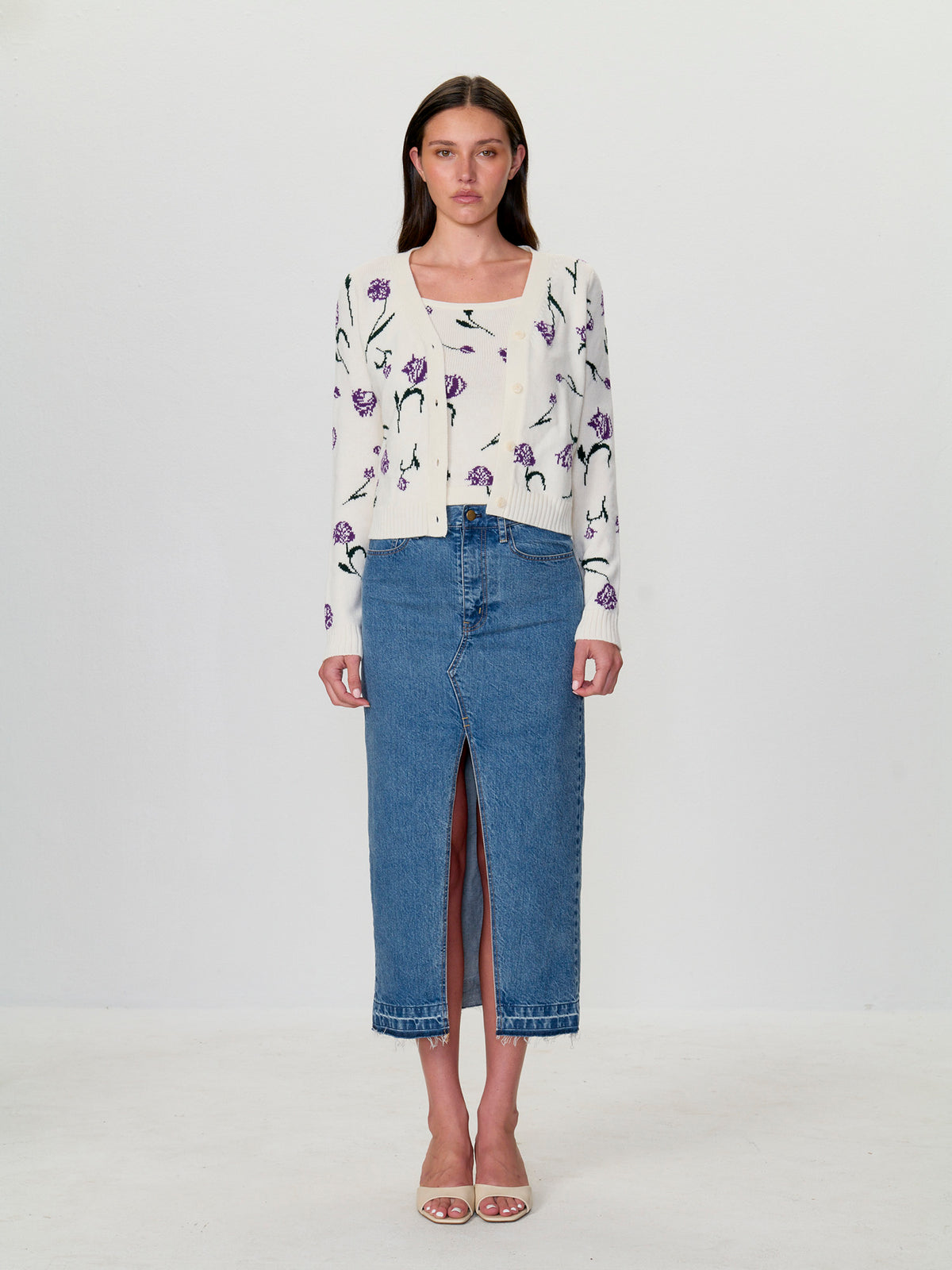 Intarsia Tulip Cardigan Set