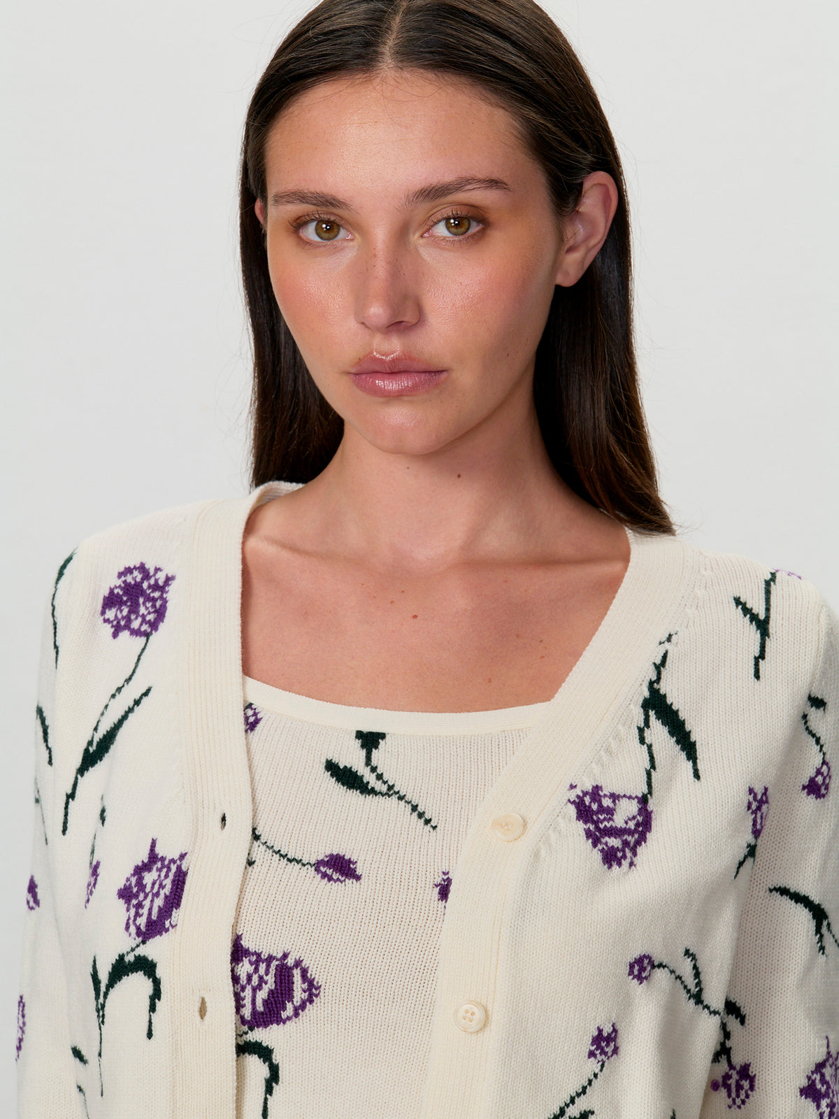 Intarsia Tulip Cardigan Set