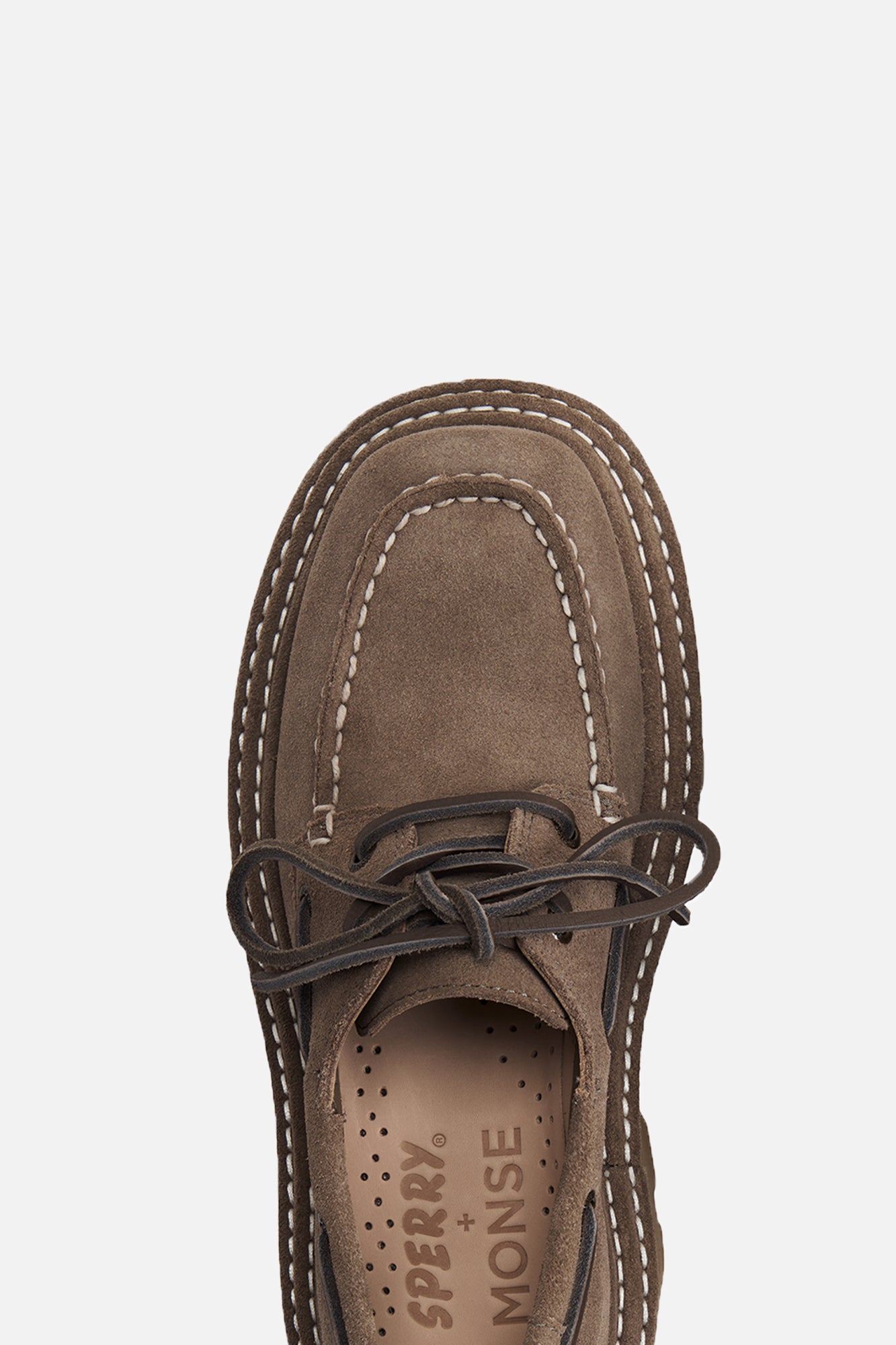 Sperry X MONSE Authentic Original™ 2-Eye Lug Boat Shoe Washed Khaki Suede