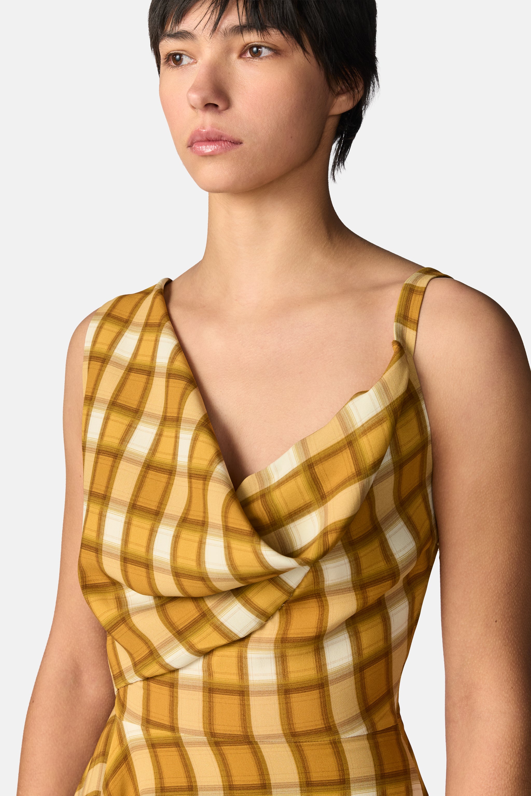 Front Drape Asymmetical Dress