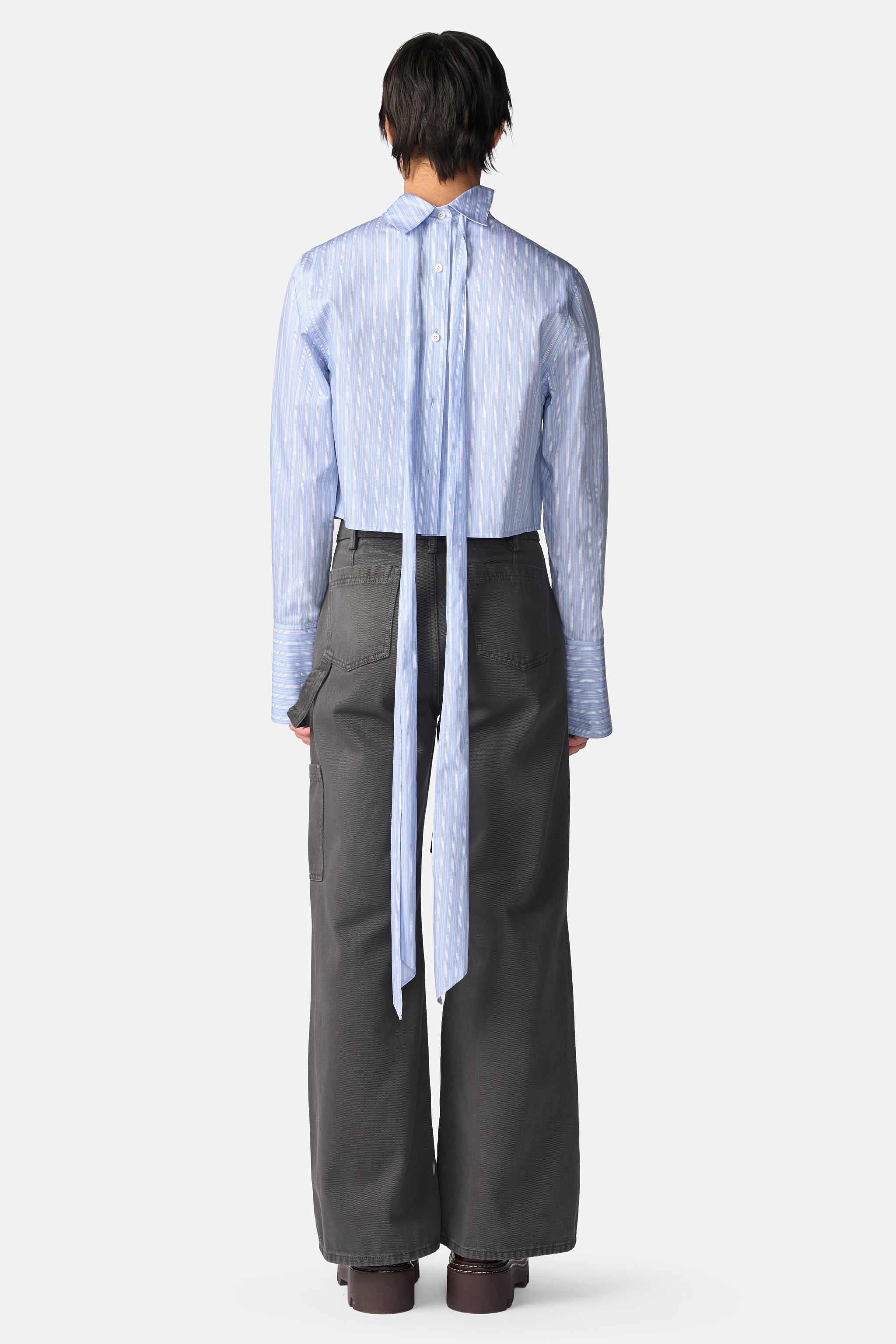 Washed Double Waistband Wide-Leg Jeans