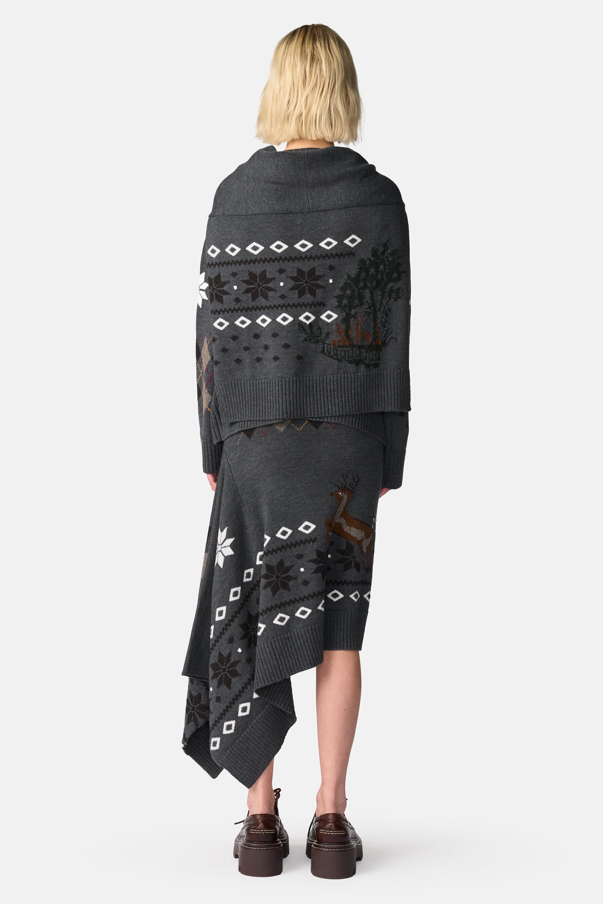 Mixed Fair Isle Midi Skirt
