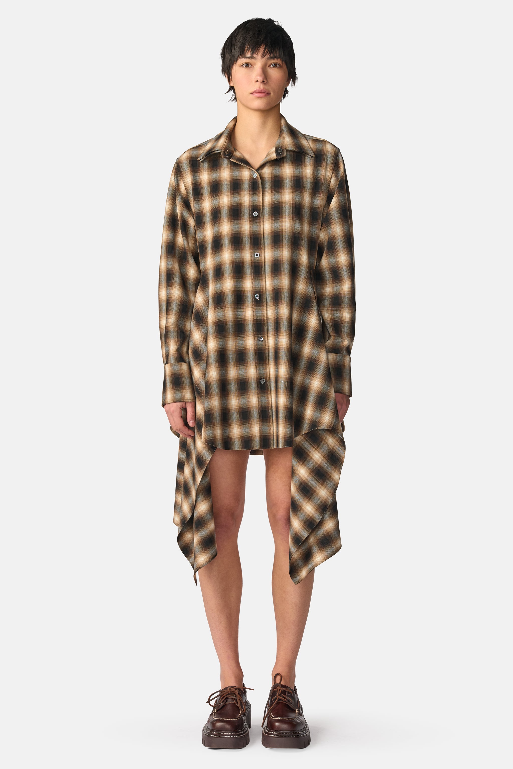 Cascade Front Shirt Dress