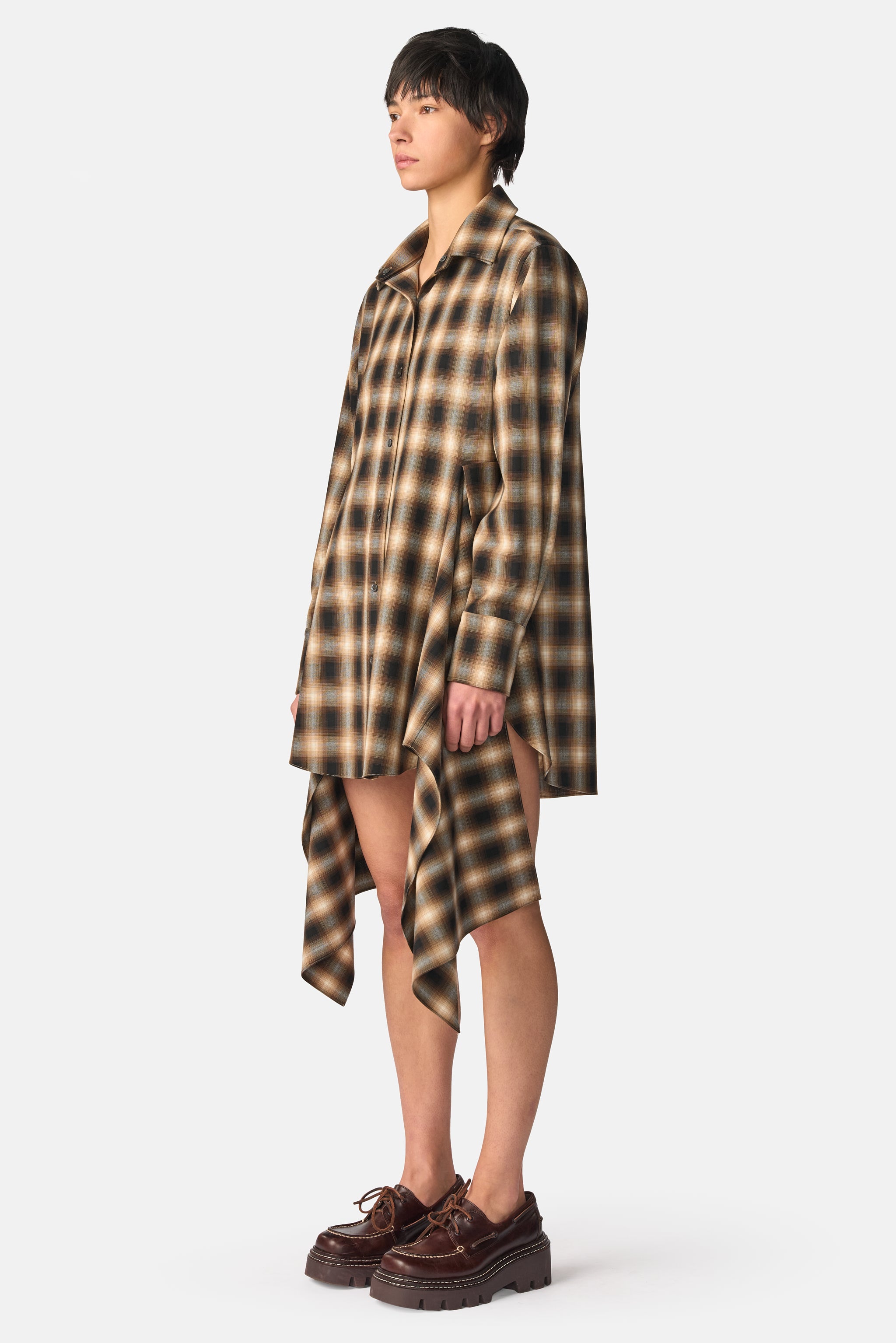 Cascade Front Shirt Dress
