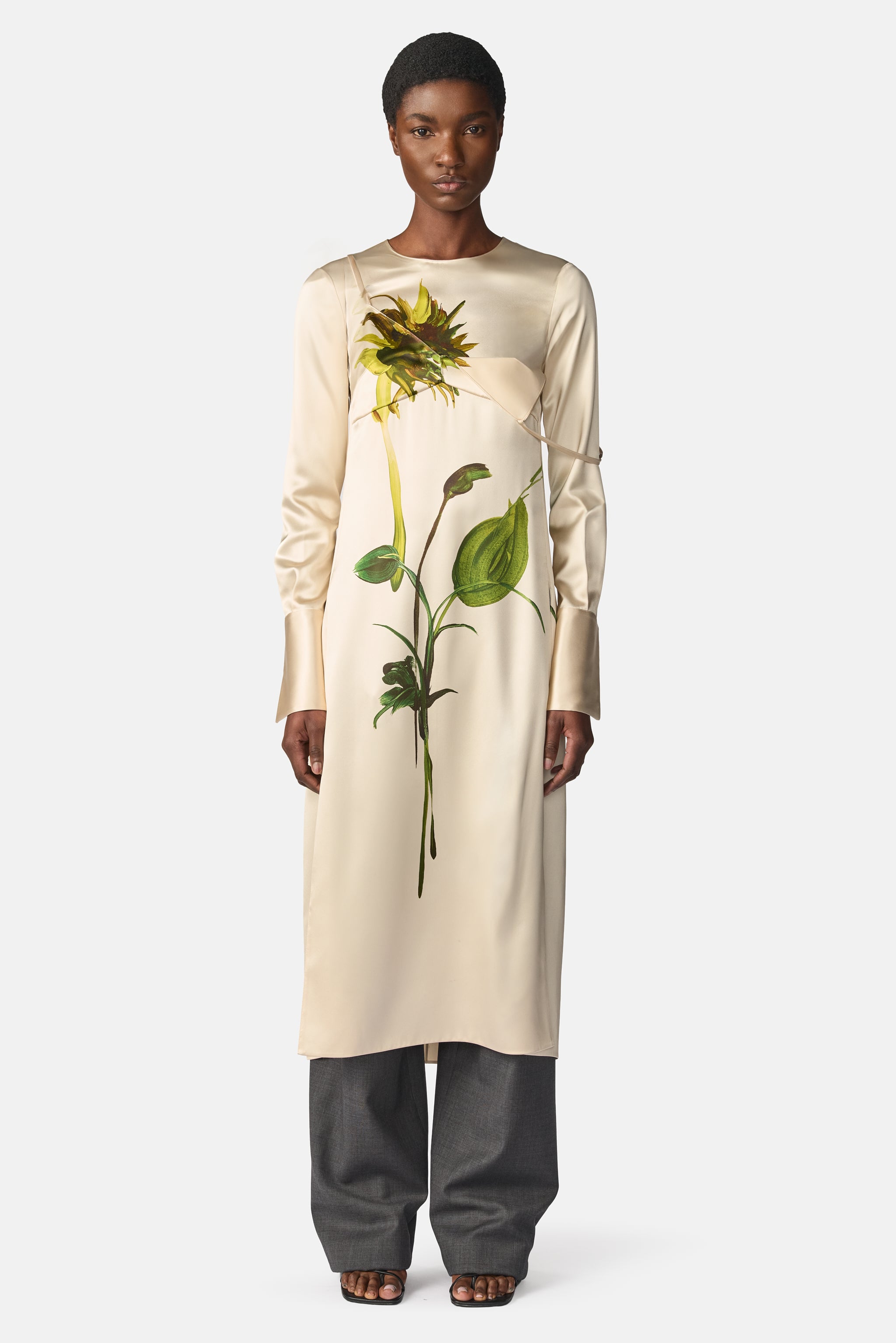 Deconstructed Layered Sunflower Printed Dress