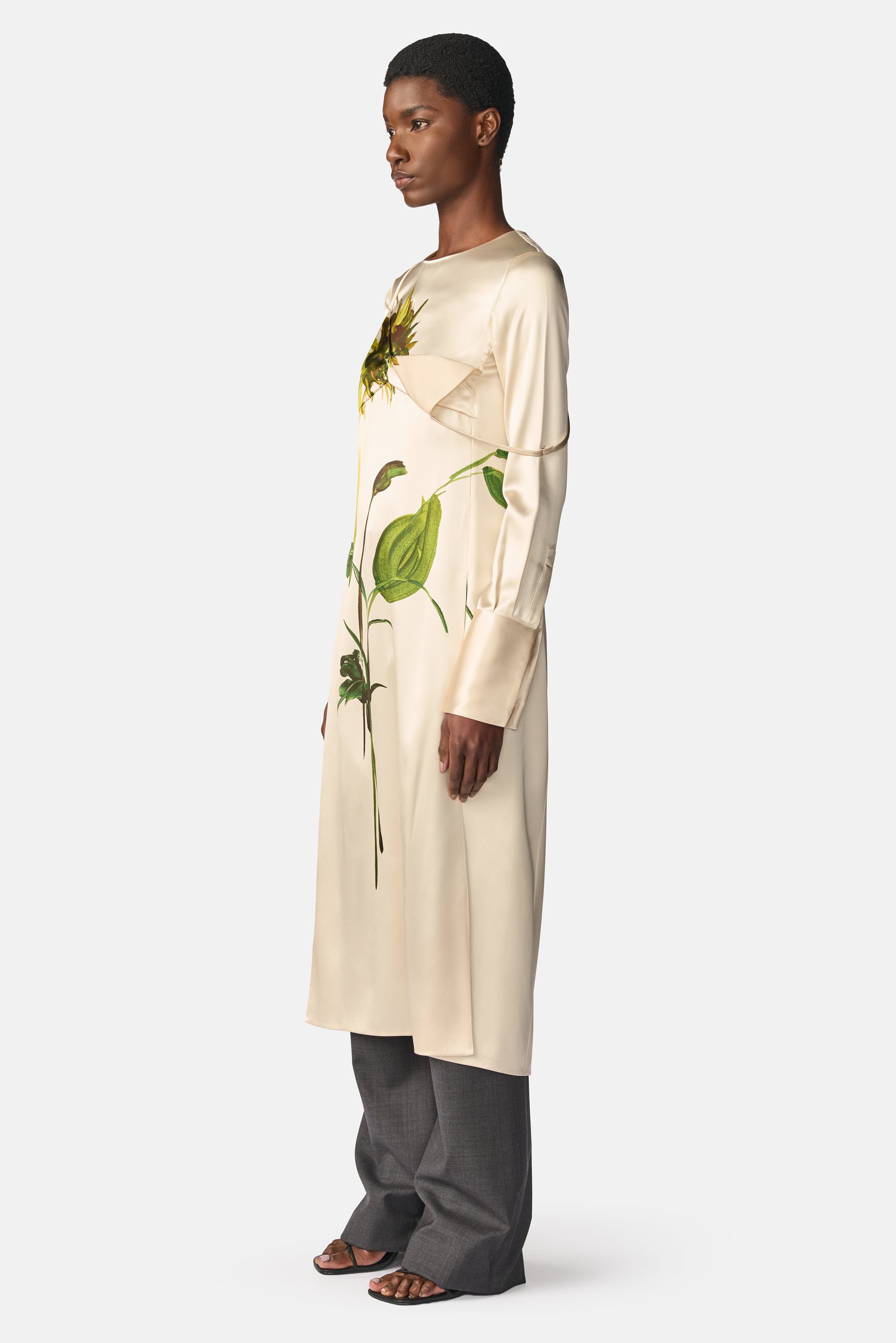 Deconstructed Layered Sunflower Printed Dress